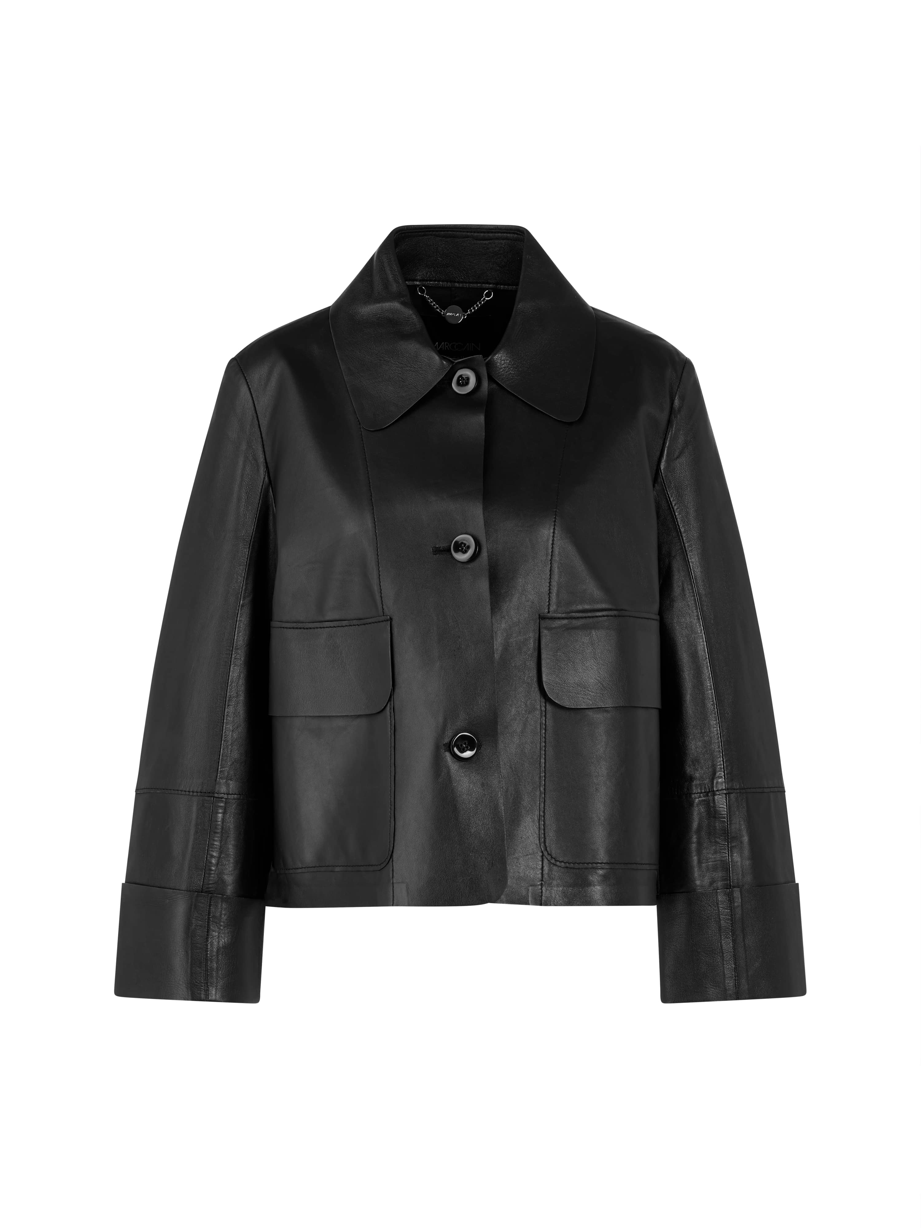 Black Boxy Leather Jacket