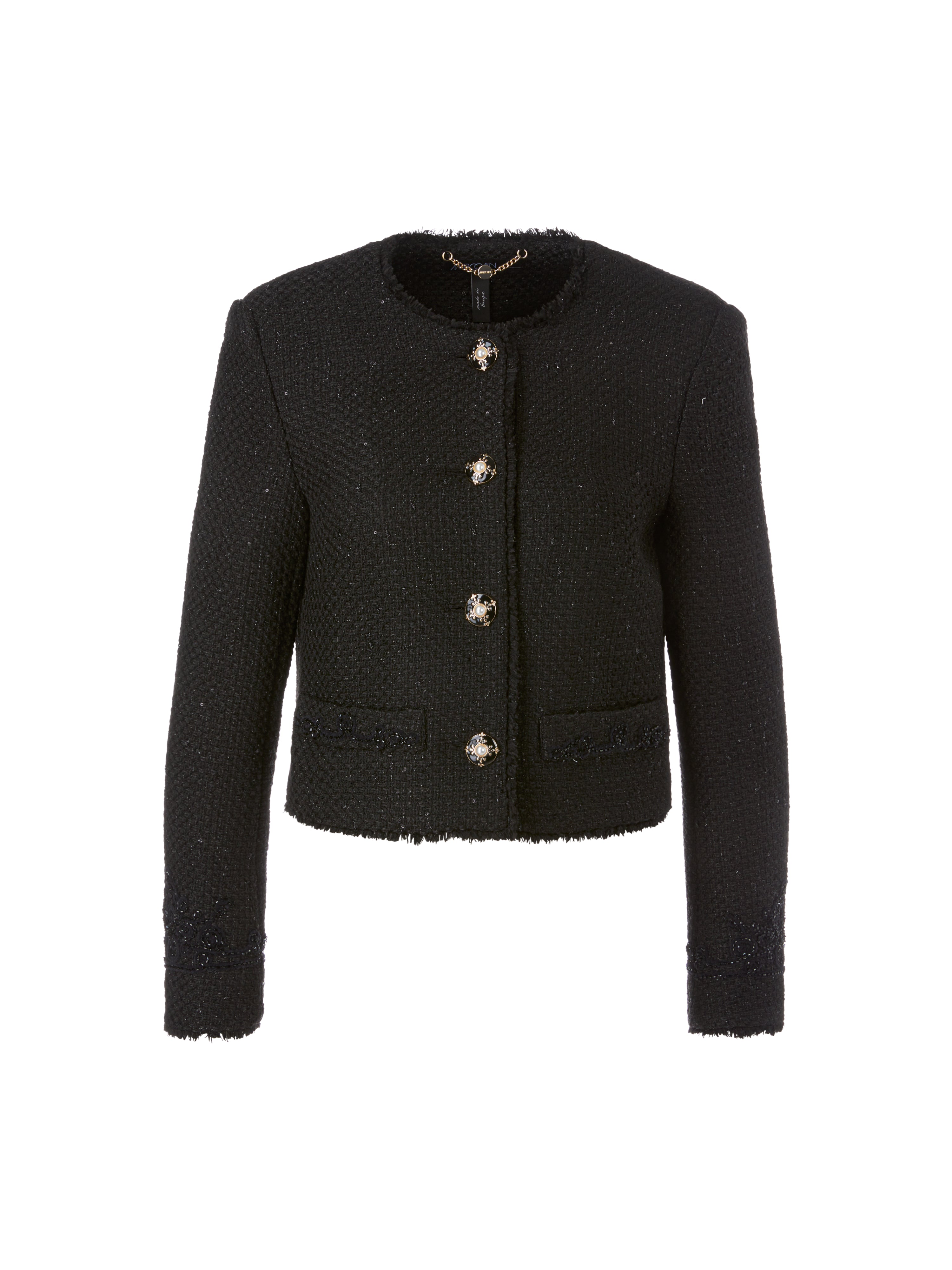 Black Boxy Bouclé Knit Jacket