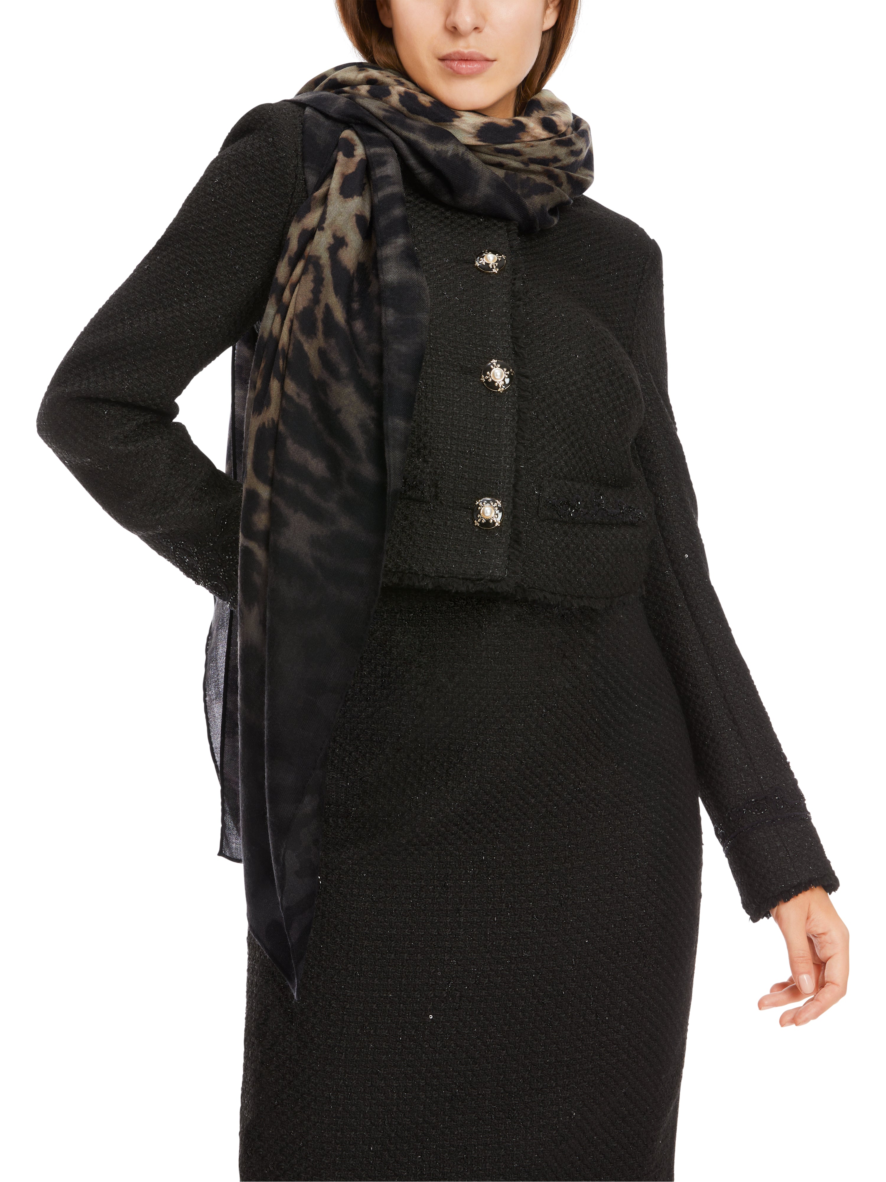 Black Boxy Bouclé Knit Jacket