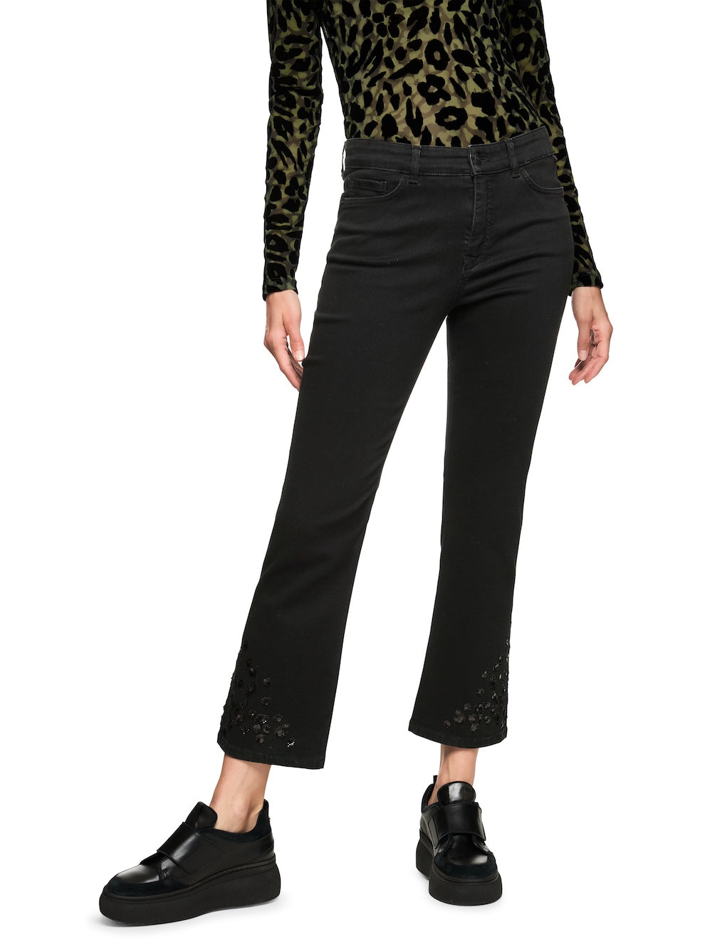 Black Forli Jeans With Embellished Hems