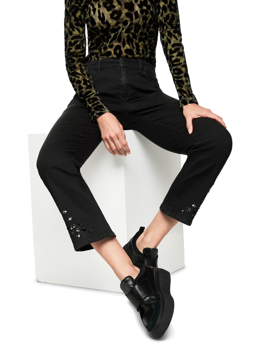 Black Forli Jeans With Embellished Hems