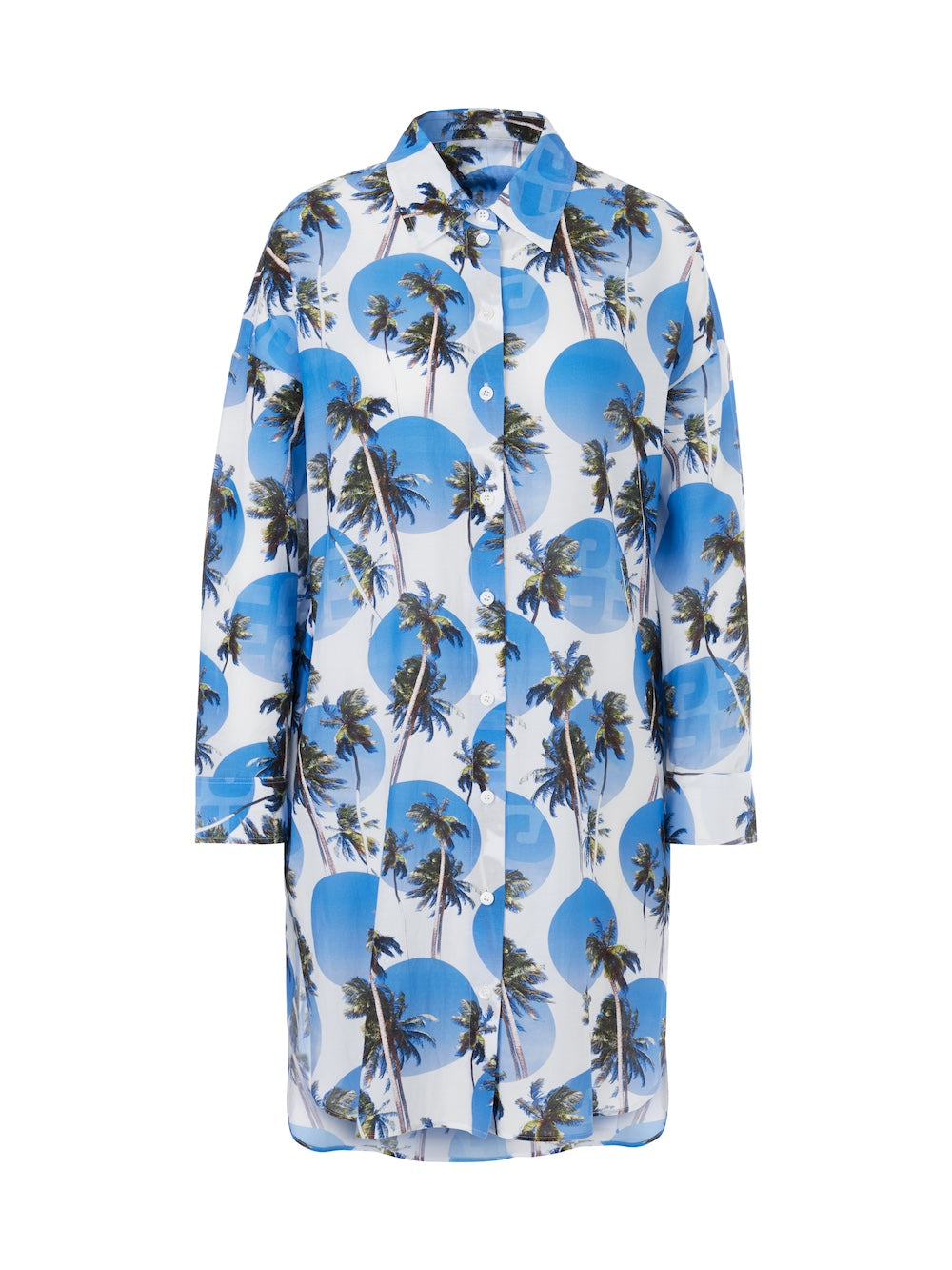 Bright Azure Beach Point Print Shirt Dress