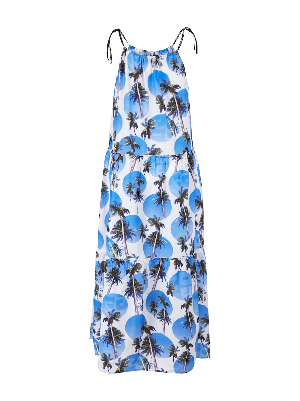 Bright Azure Beach Point Print Maxi Dress