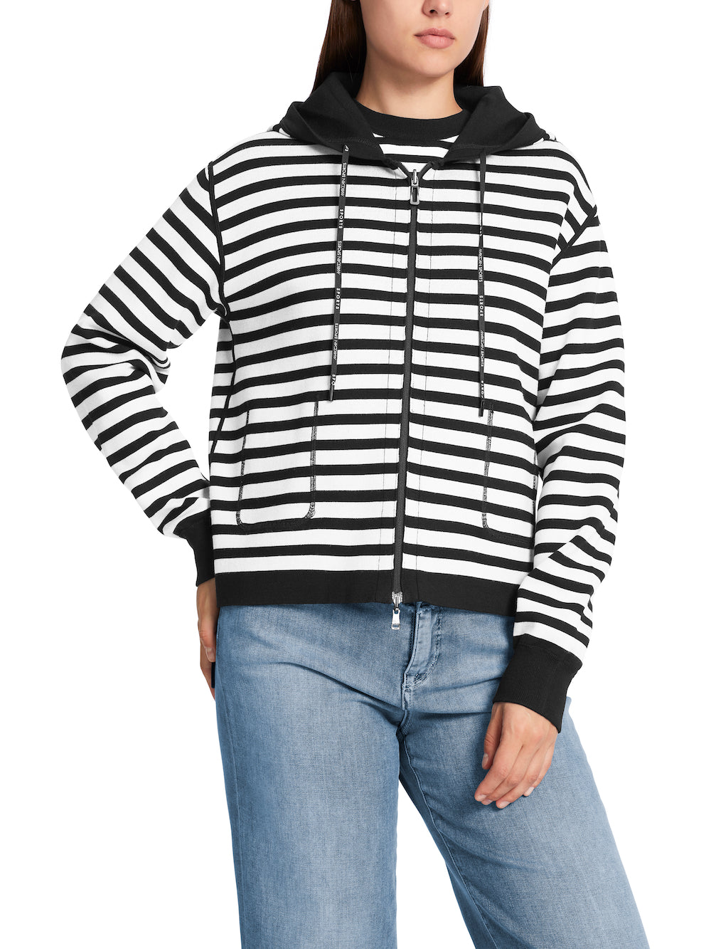 Black Reversible Stripe Hooded Jacket