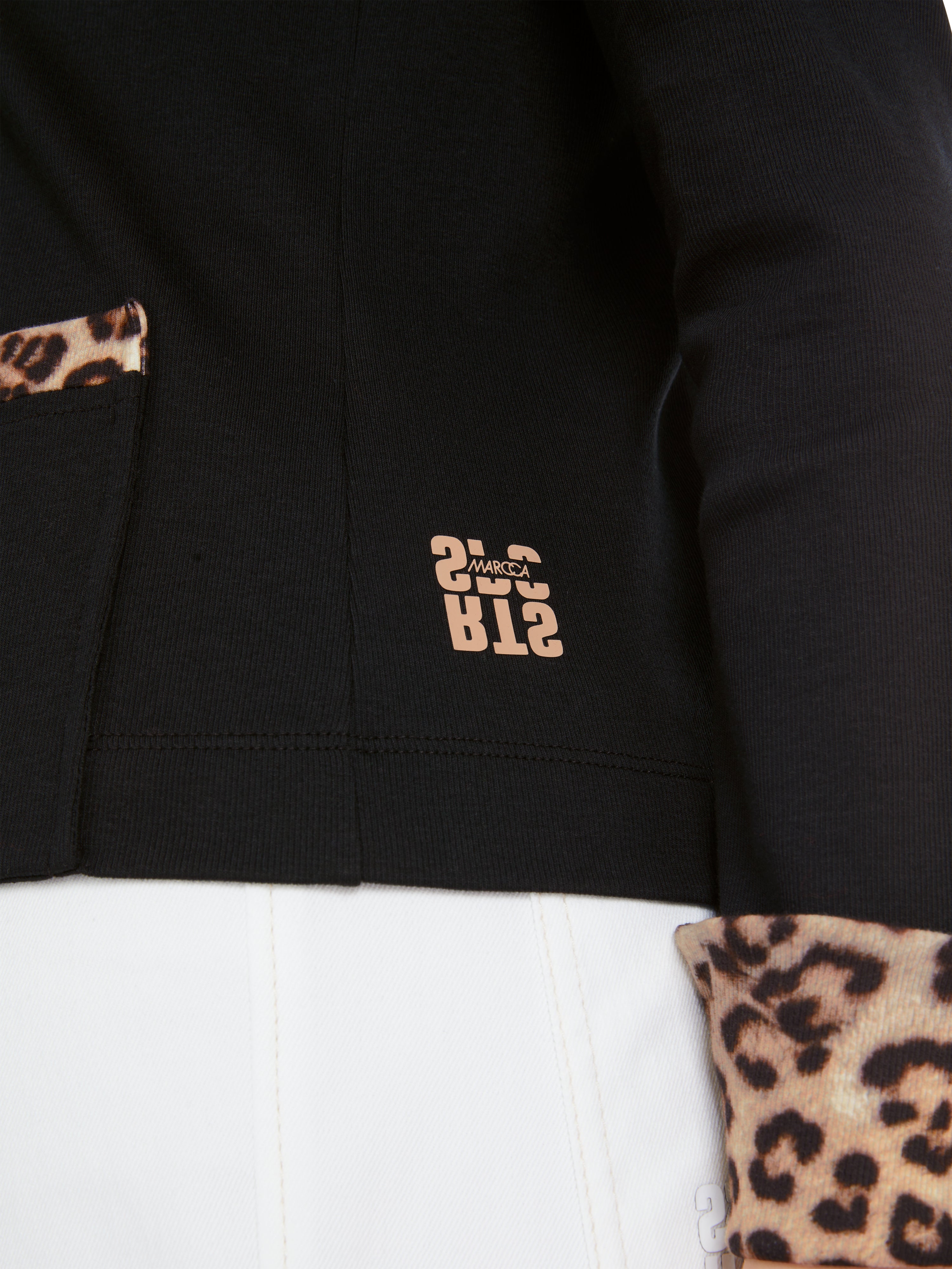 Black Leopard Print Trim Zip Jacket