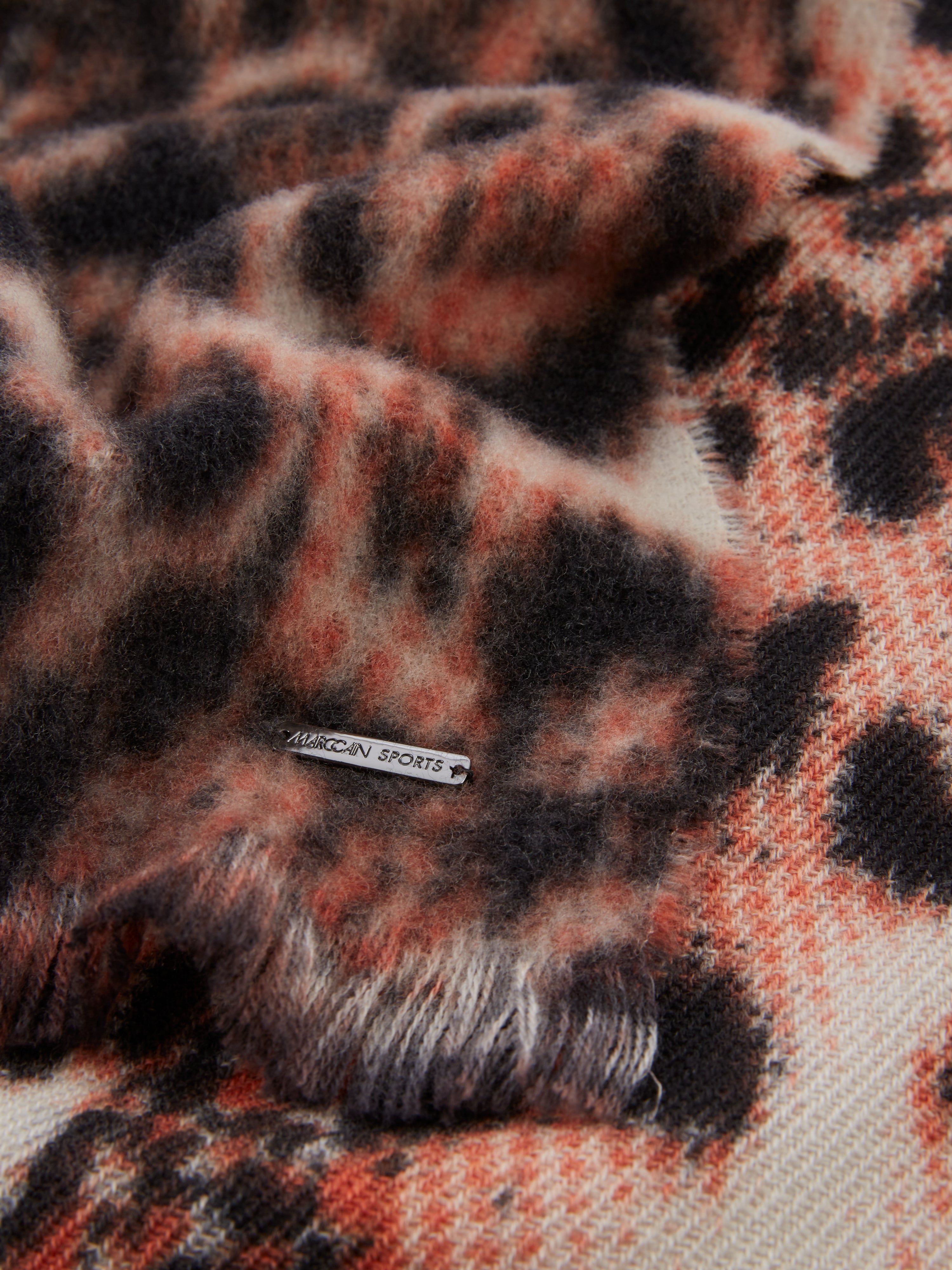 Campari Leopard Print Pure Wool Scarf