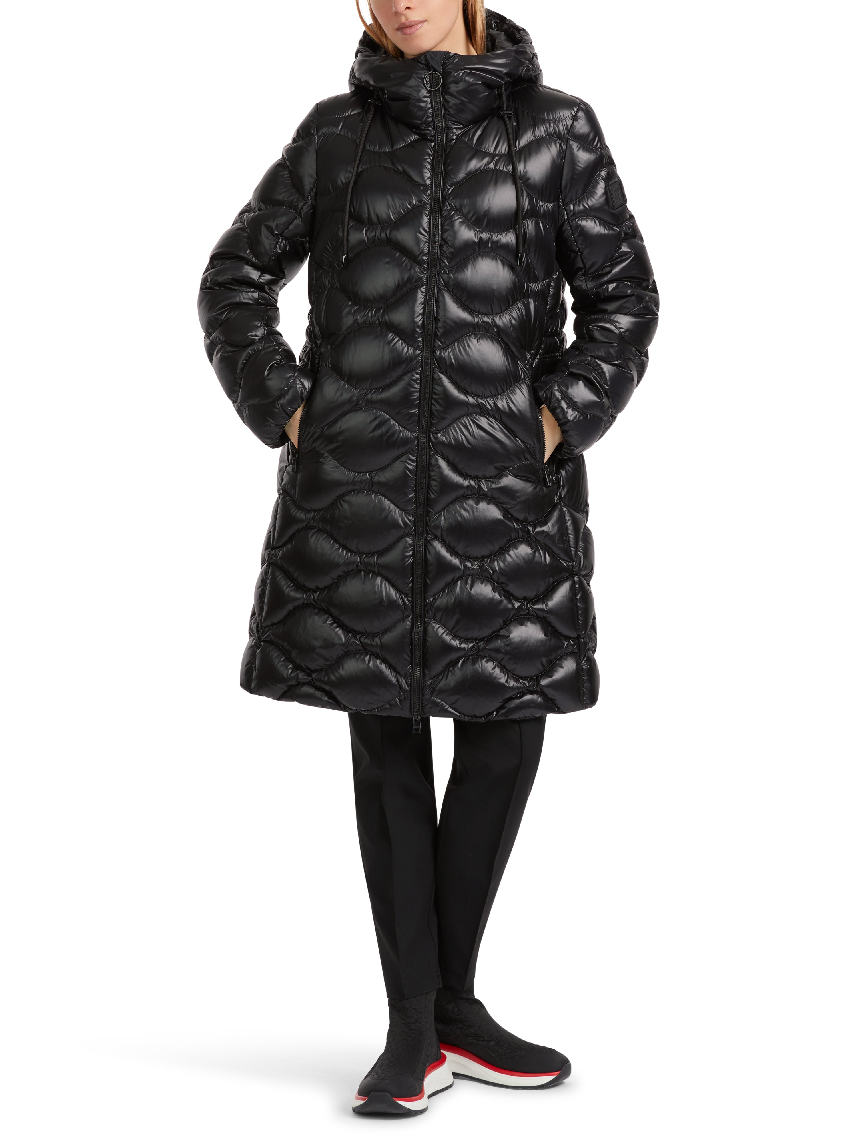 Black Down Quilted Hooded Coat
