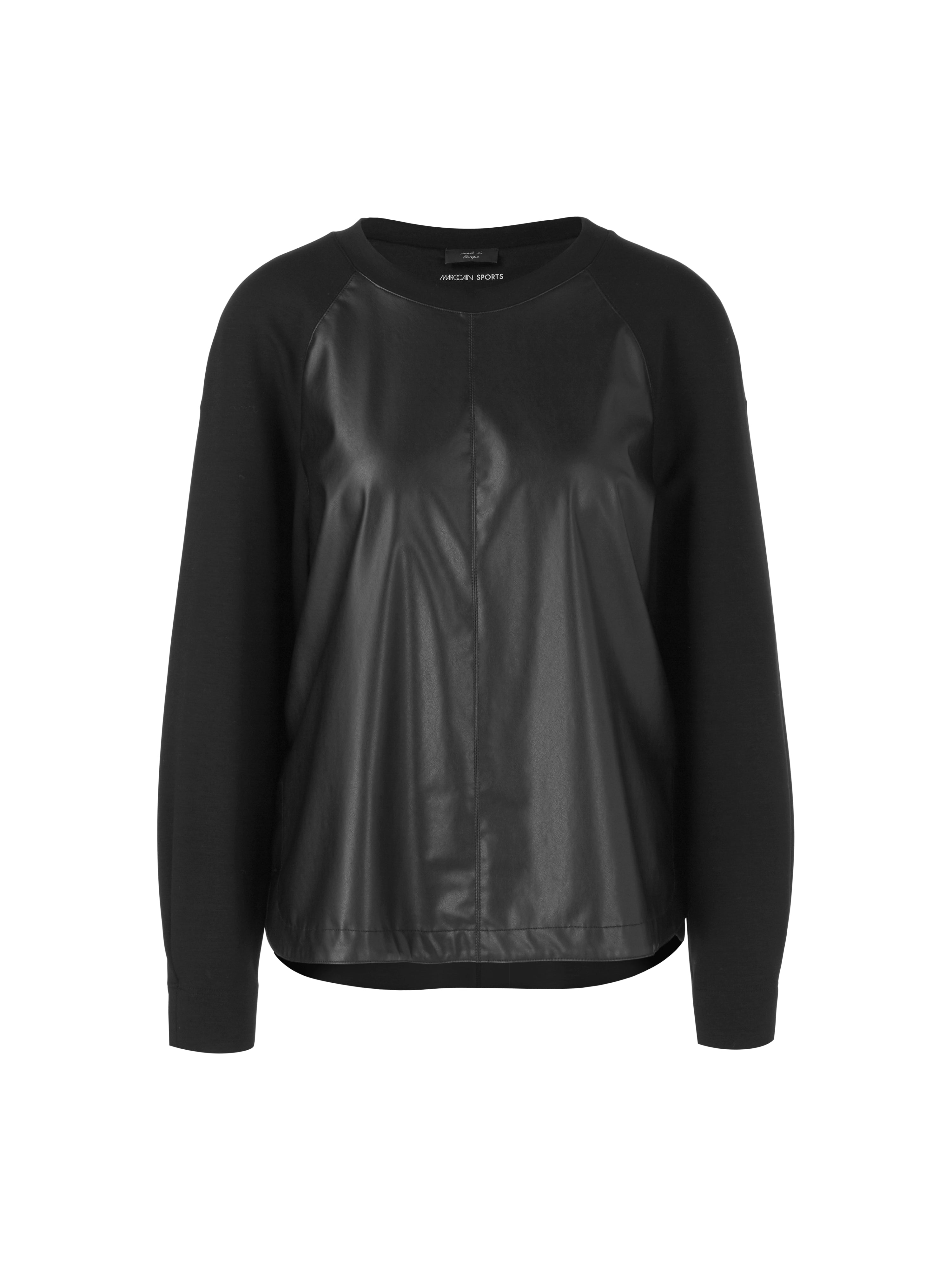 Black Faux Leather Front Sweatshirt