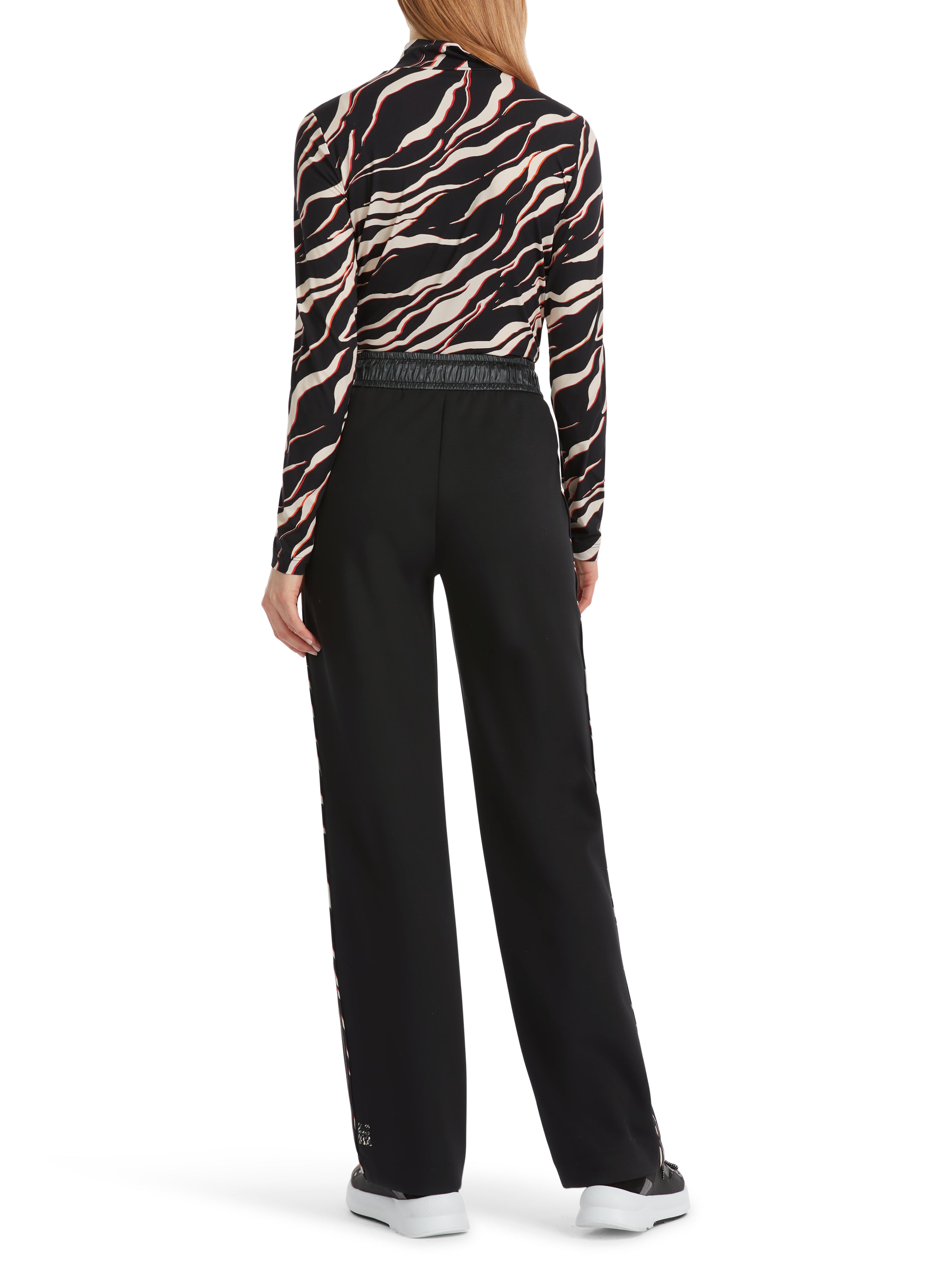 Black Welby Wide Leg Pants With Side Stripes