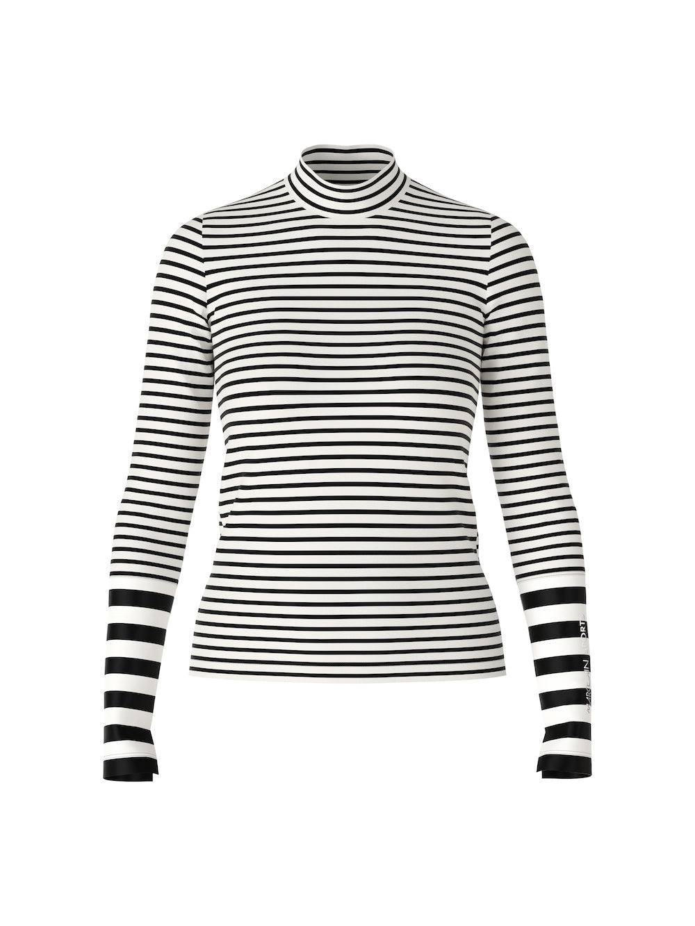 Black & White Stripe Polo Neck Top