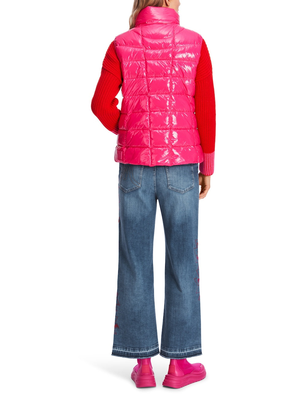 Dragon Fruit Glossy Puffer Gilet