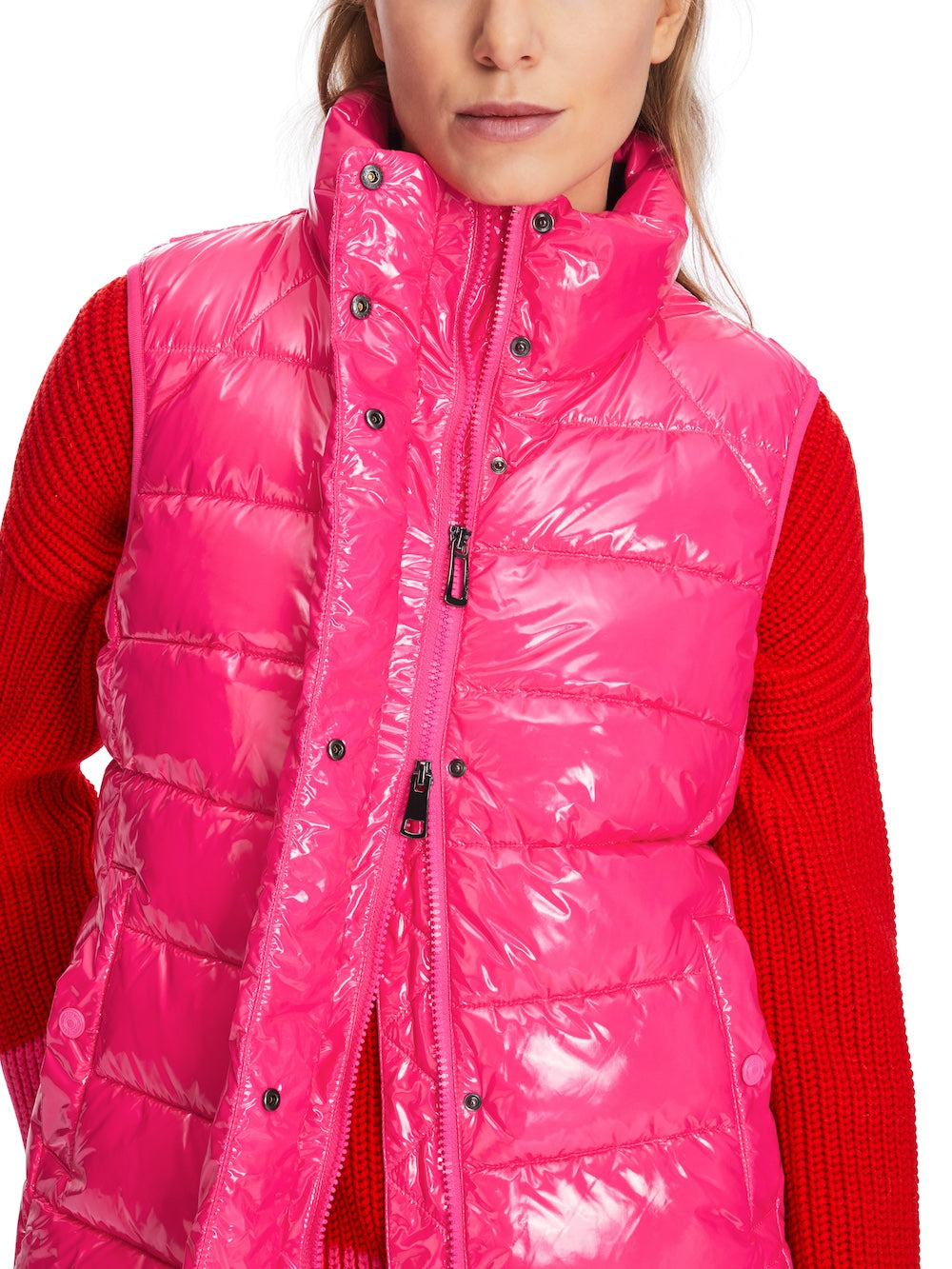 Dragon Fruit Glossy Puffer Gilet