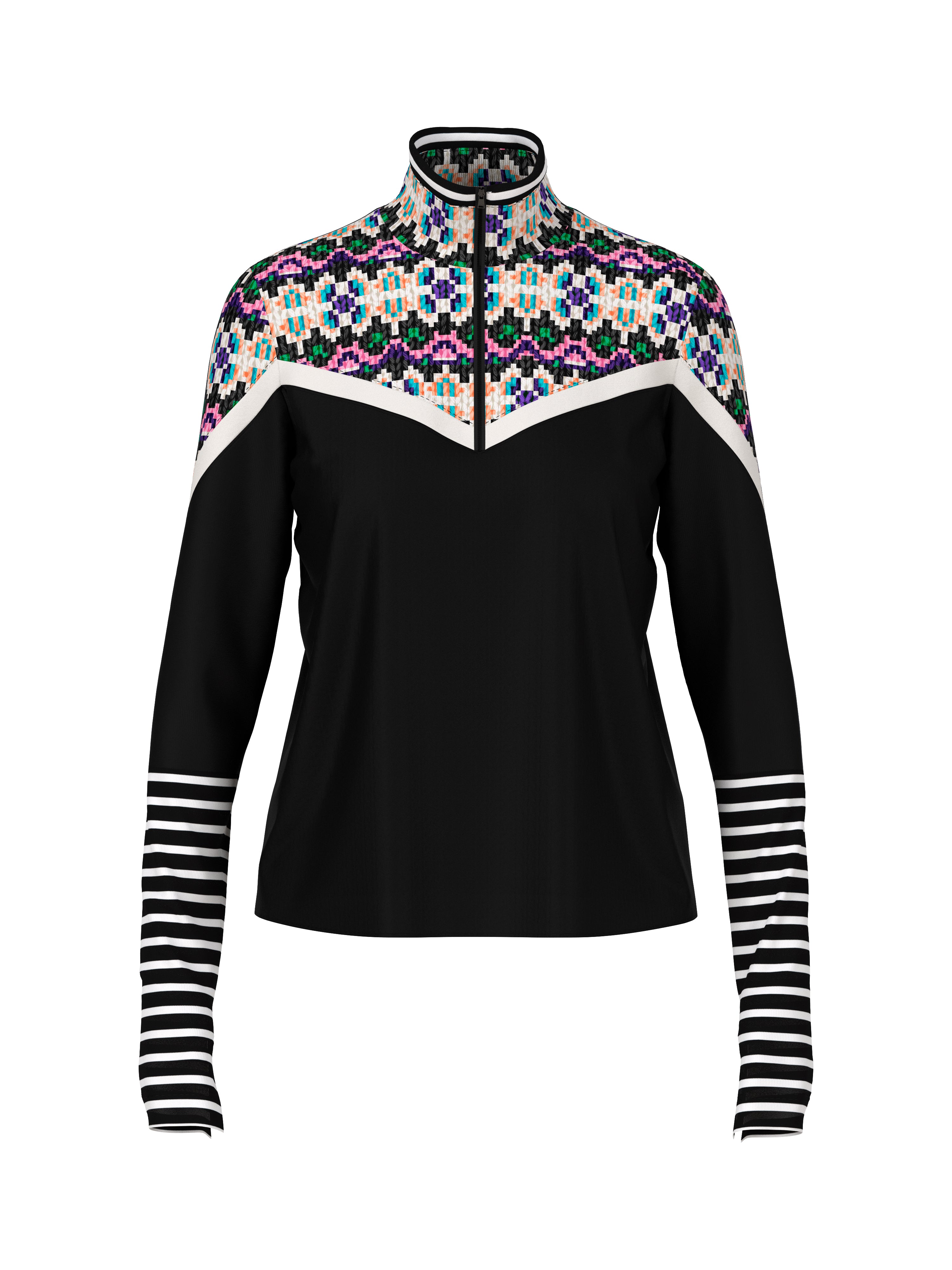 Lip Gloss Knitjag Border Print Zip Top