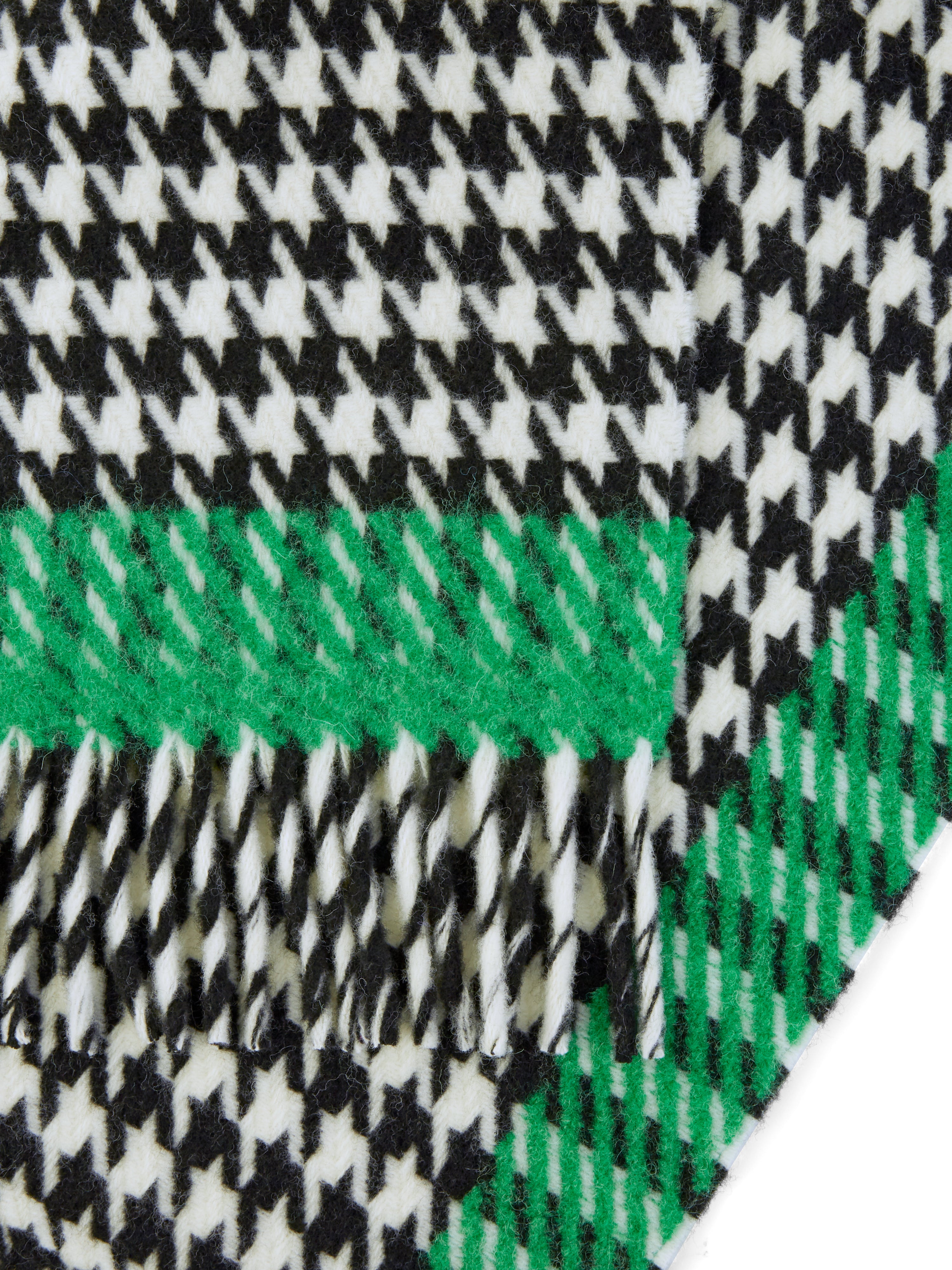 Bright Basil Leaf Chickcheck Wool Blend Scarf