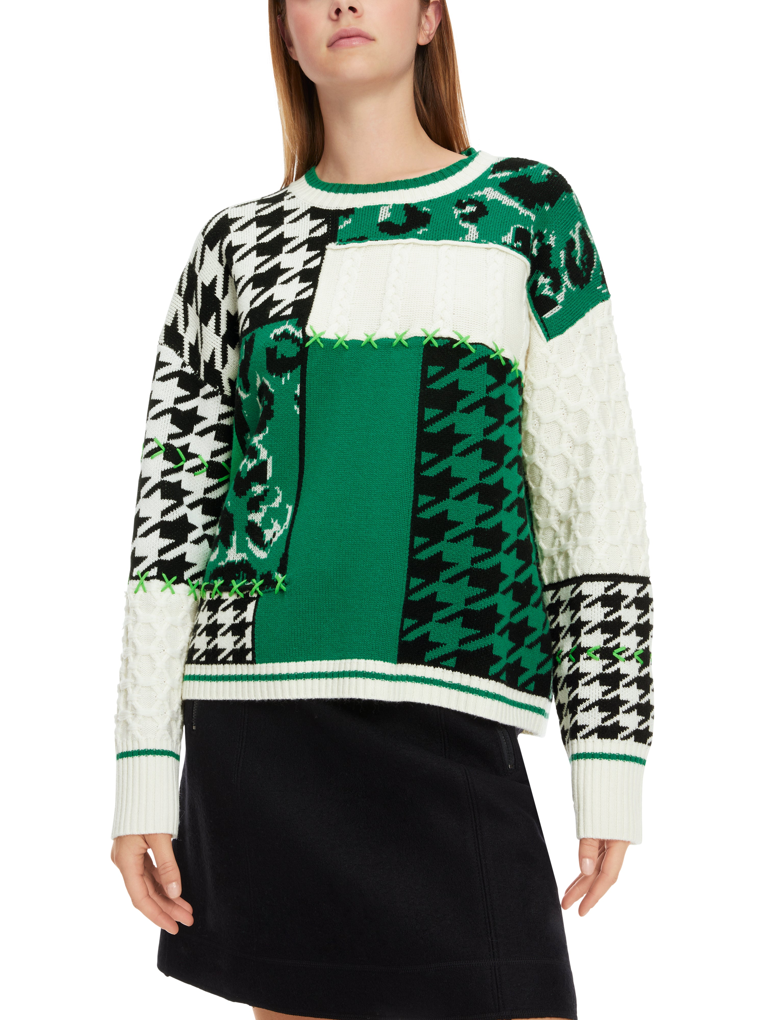 Brilliant Green Patchwork Wool Sweater