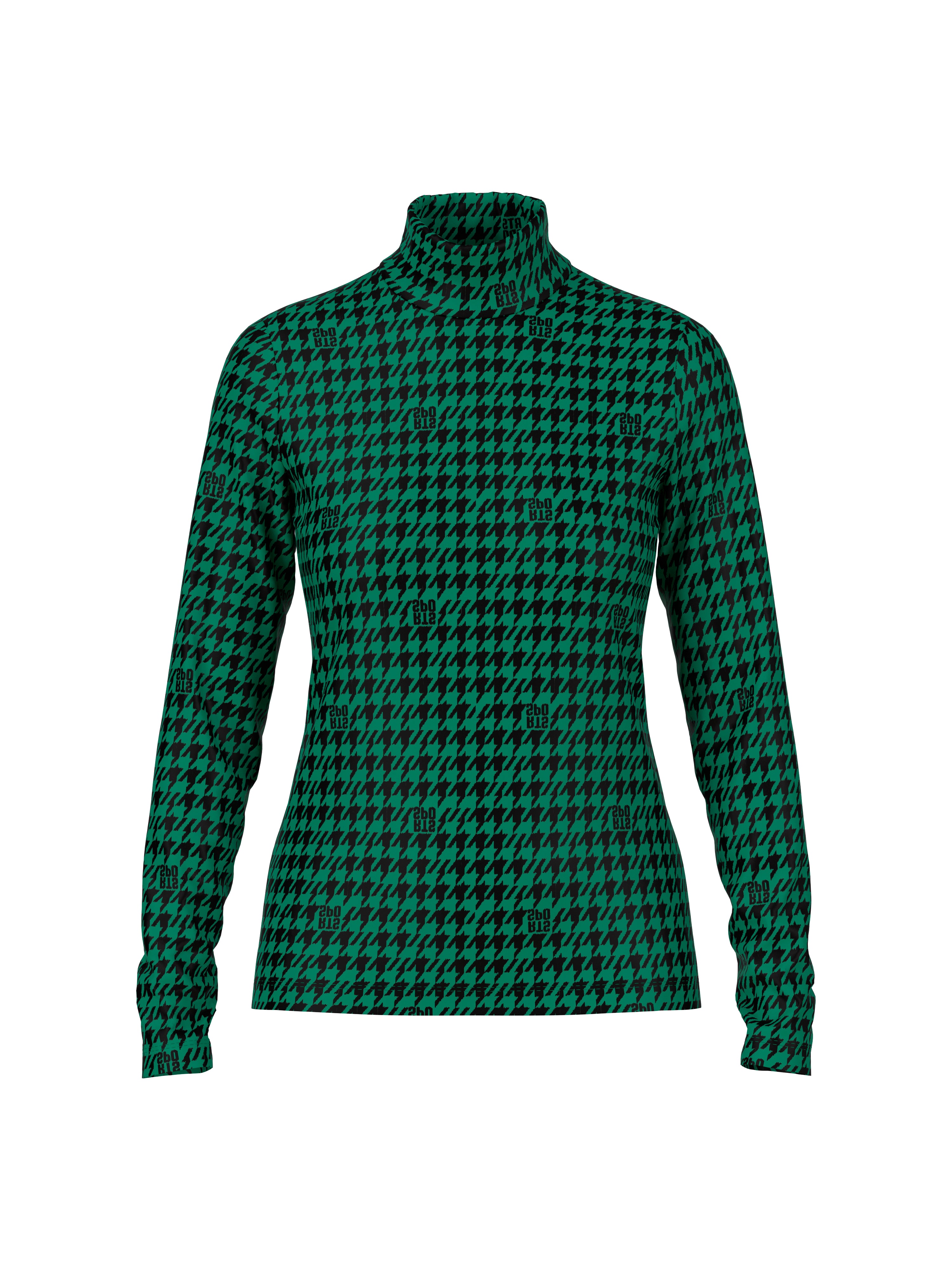 Brilliant Green Chickcheck Print Polo Top