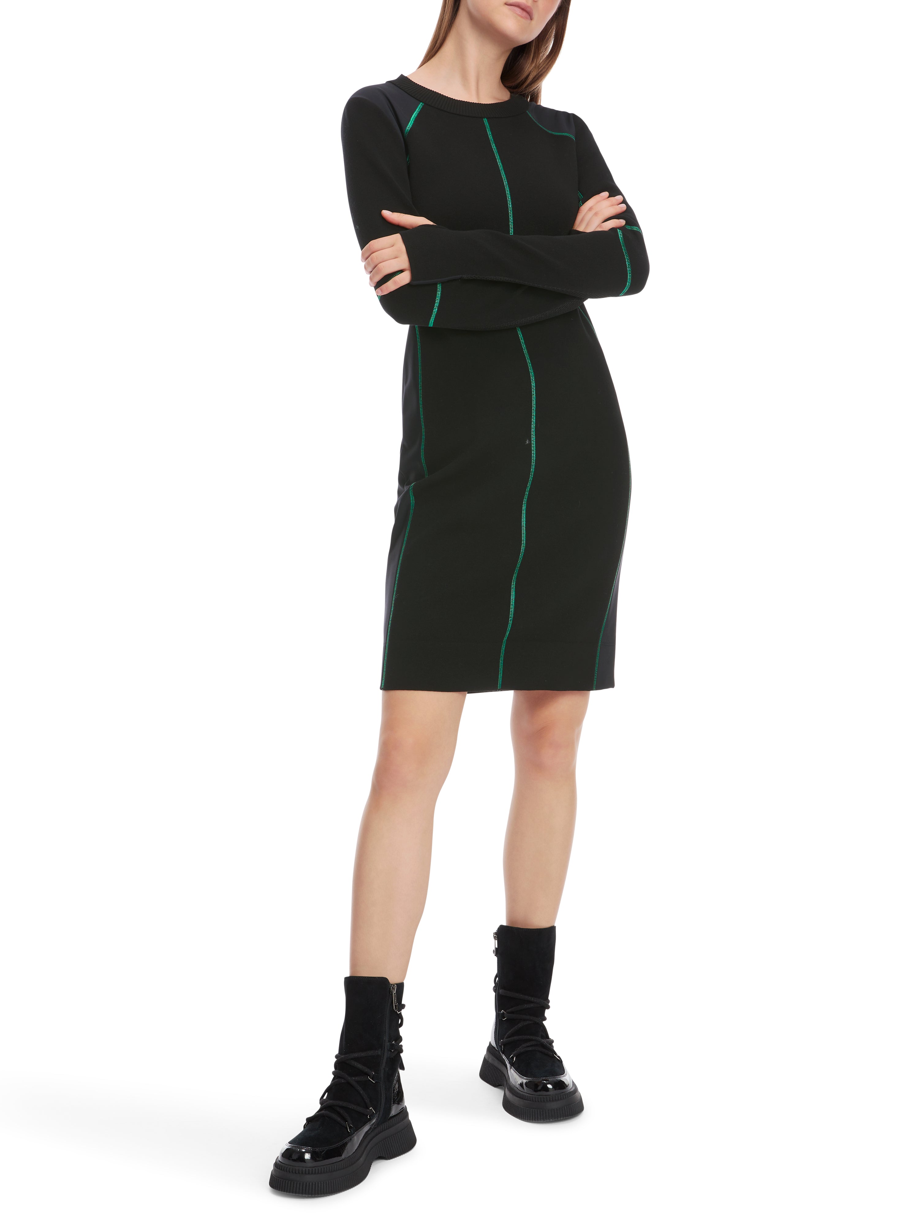 Black Sporty Contrast Stitch Dress