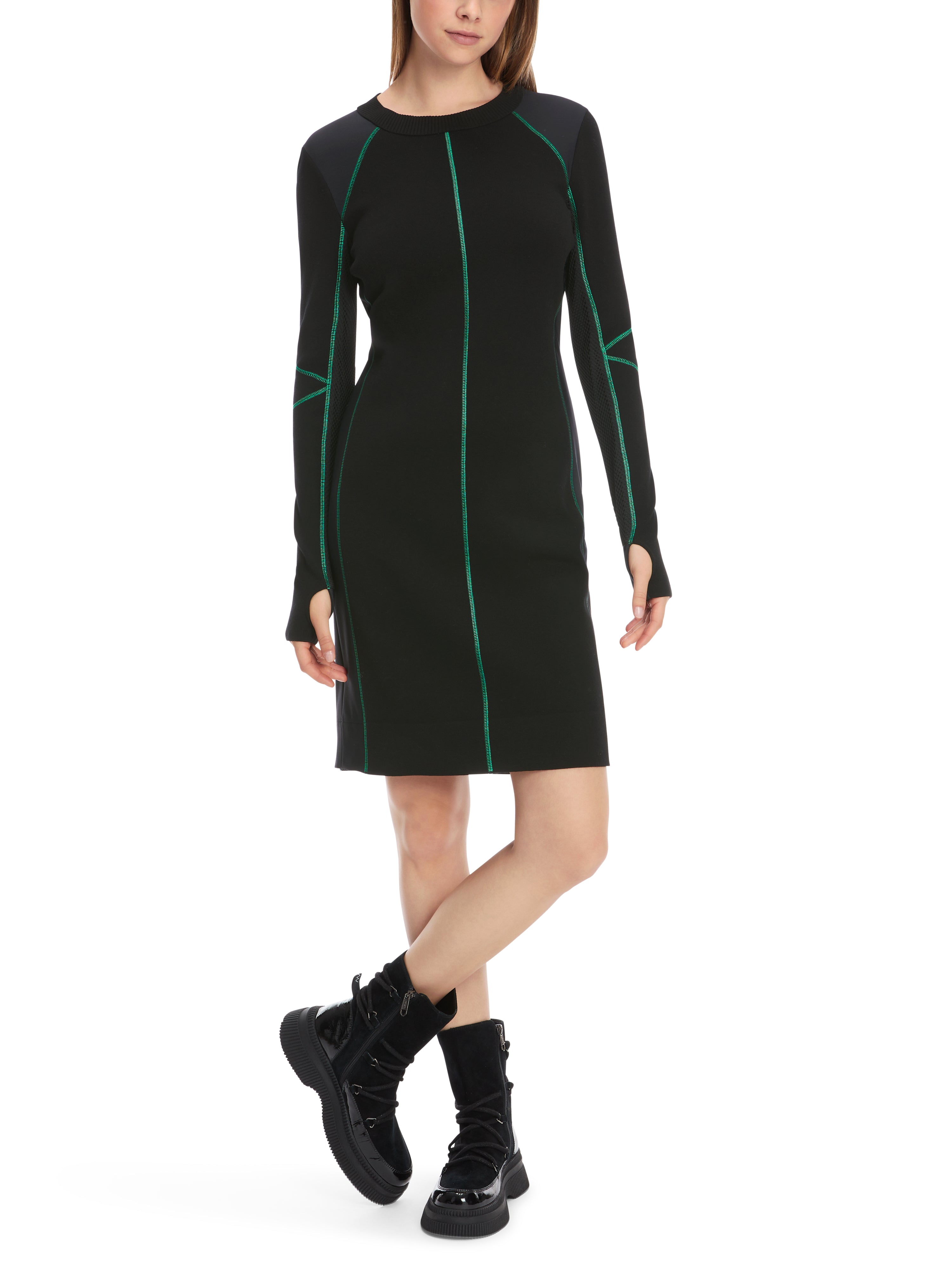 Black Sporty Contrast Stitch Dress