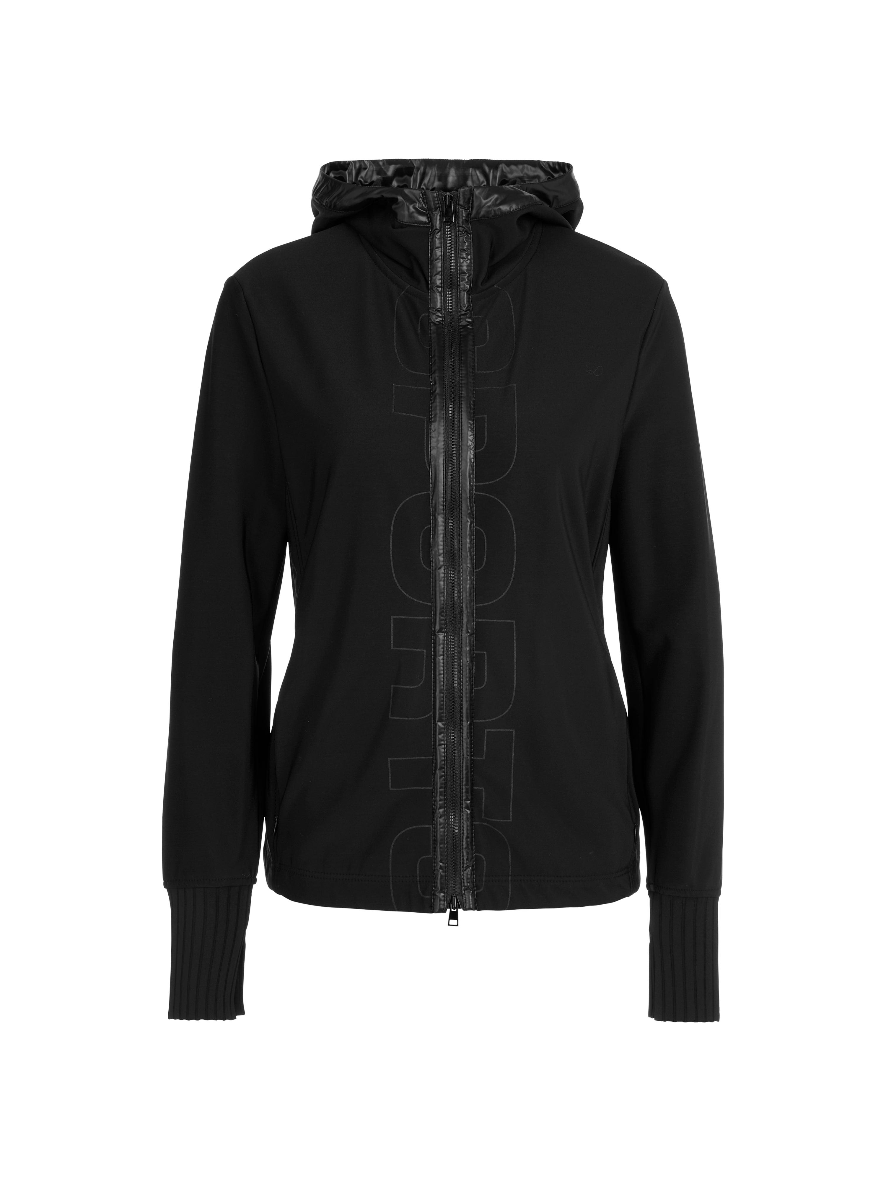 Black Hooded Zip-Up ‘Sports’ Jacket