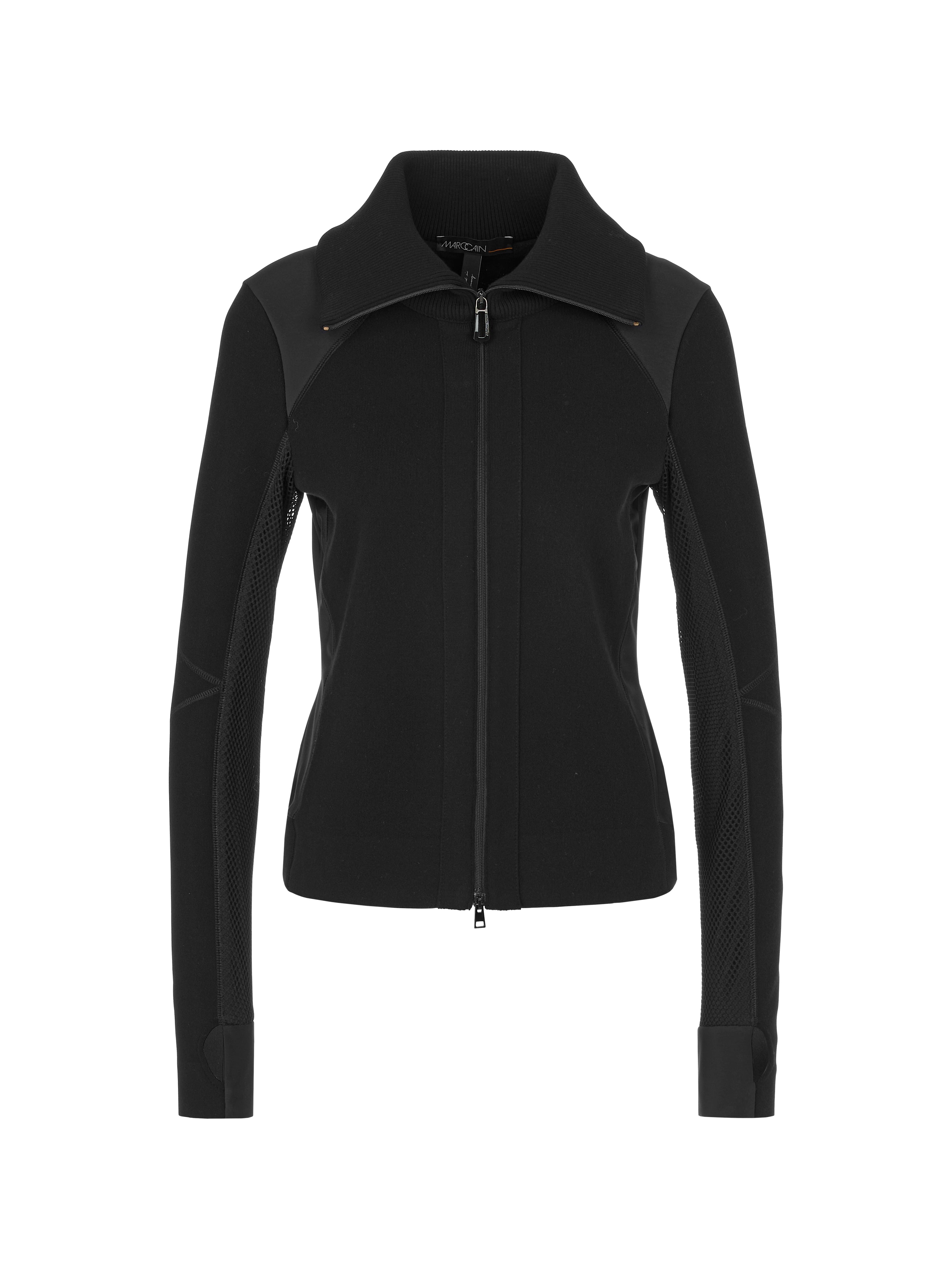 Black Thumbhole Zip-Up Jacket