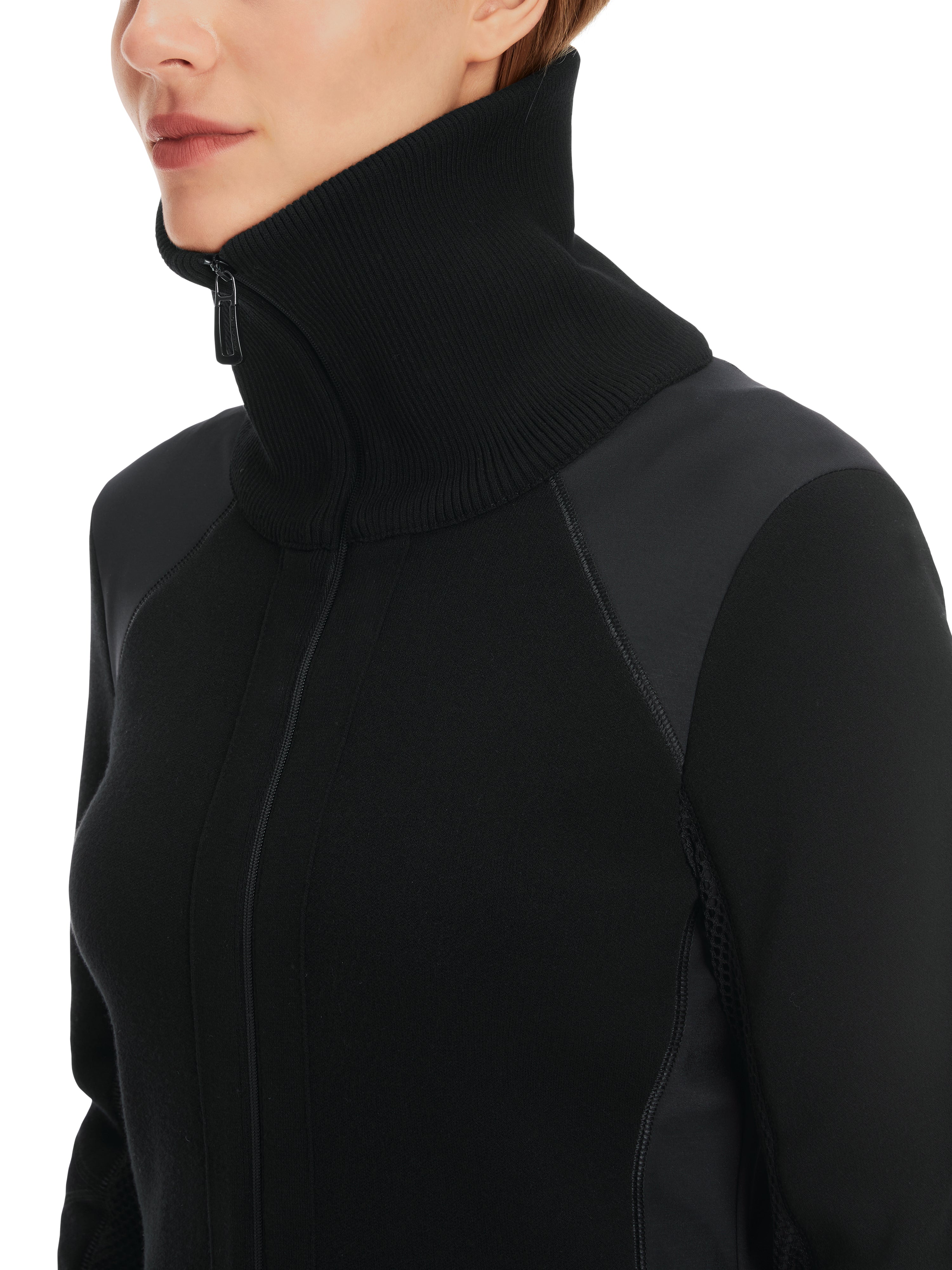 Black Thumbhole Zip-Up Jacket