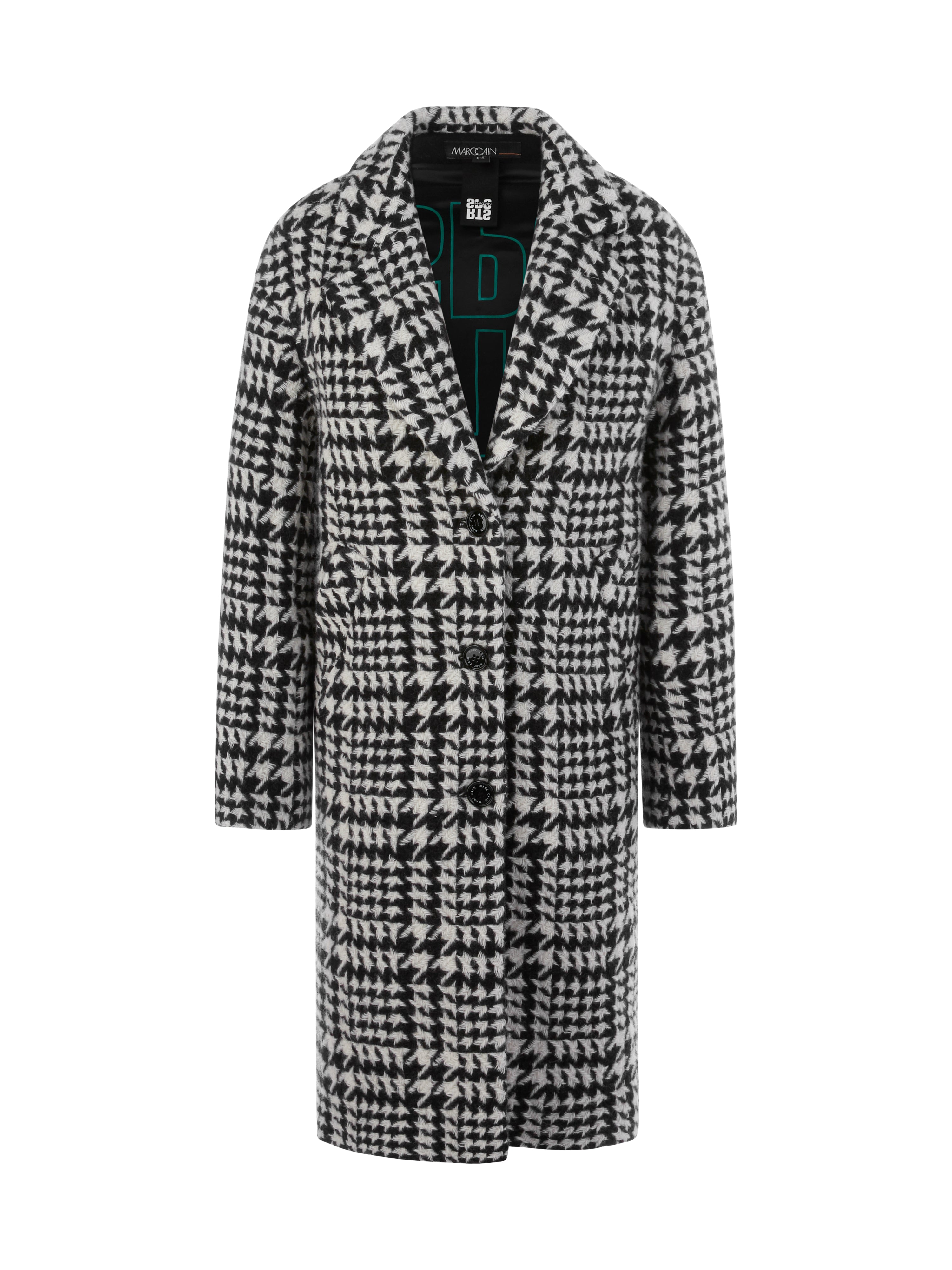 Black and White Chickcheck Print Wool Coat