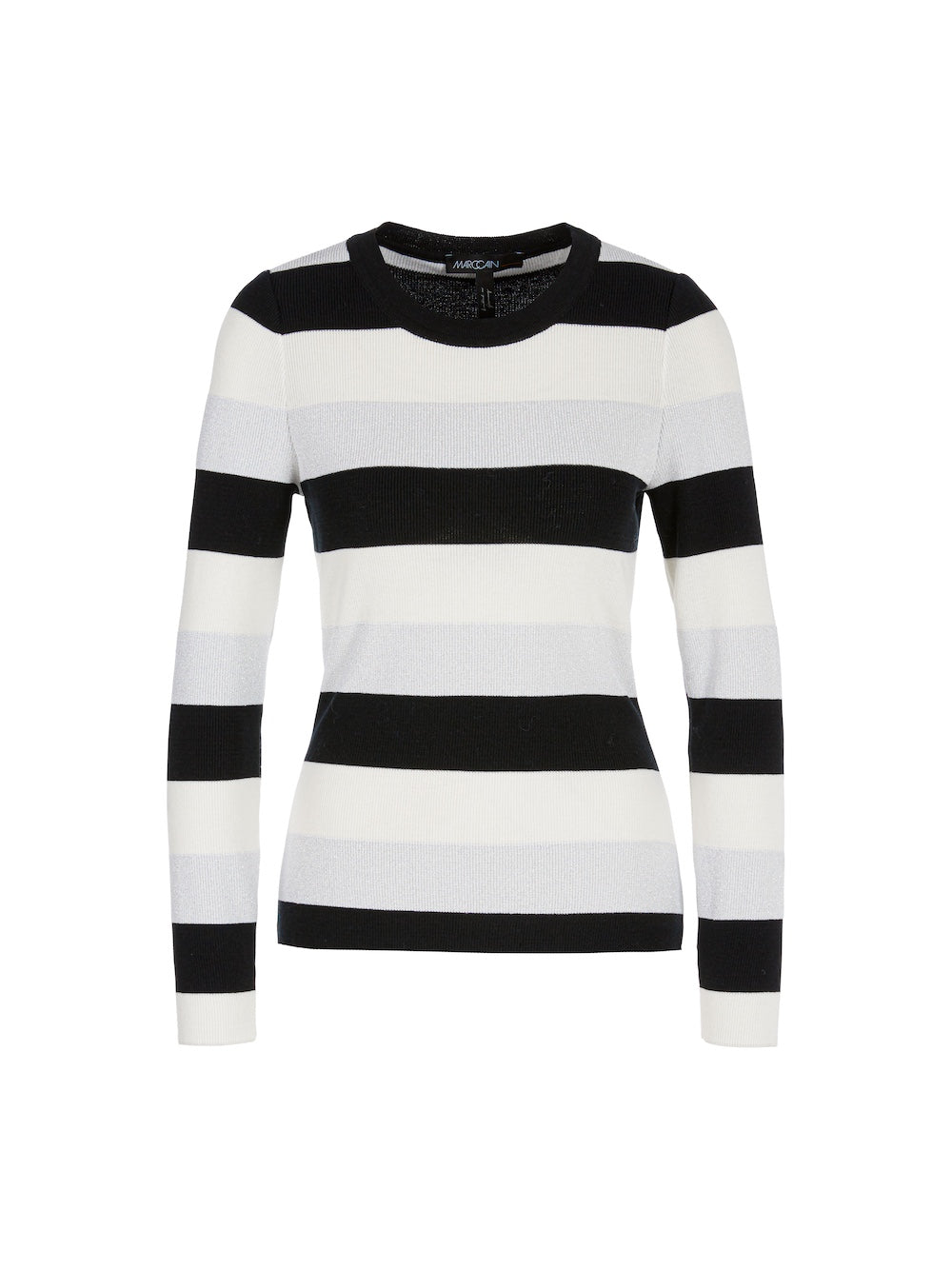 Black & Wide White Stripe Knit Sweater