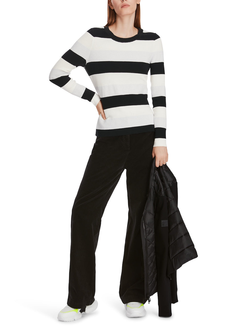 Black & Wide White Stripe Knit Sweater