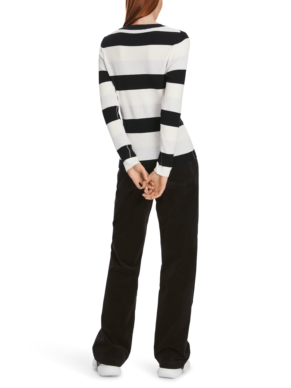 Black & Wide White Stripe Knit Sweater