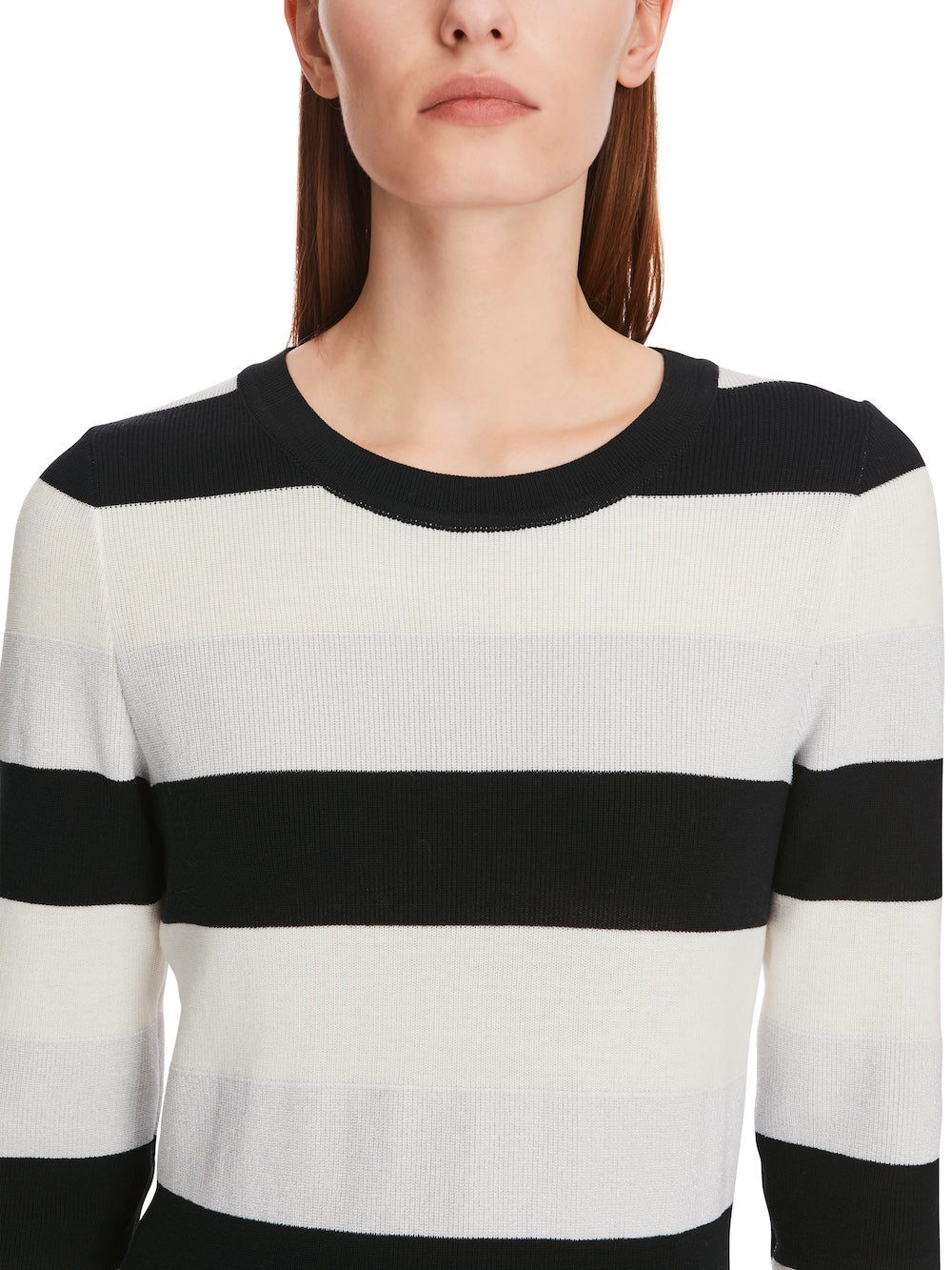 Black & Wide White Stripe Knit Sweater