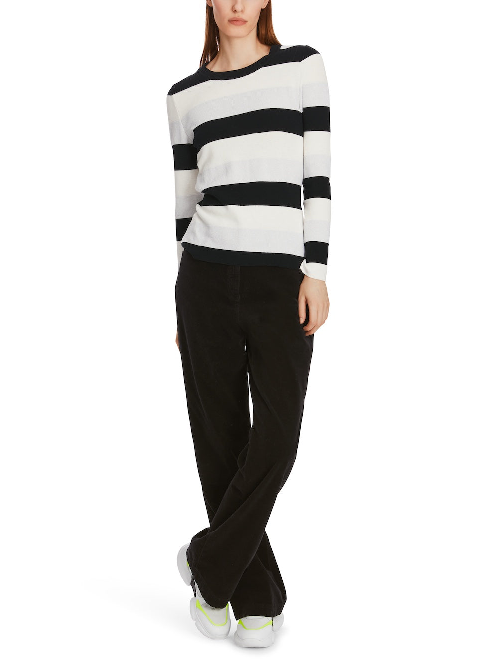 Black & Wide White Stripe Knit Sweater