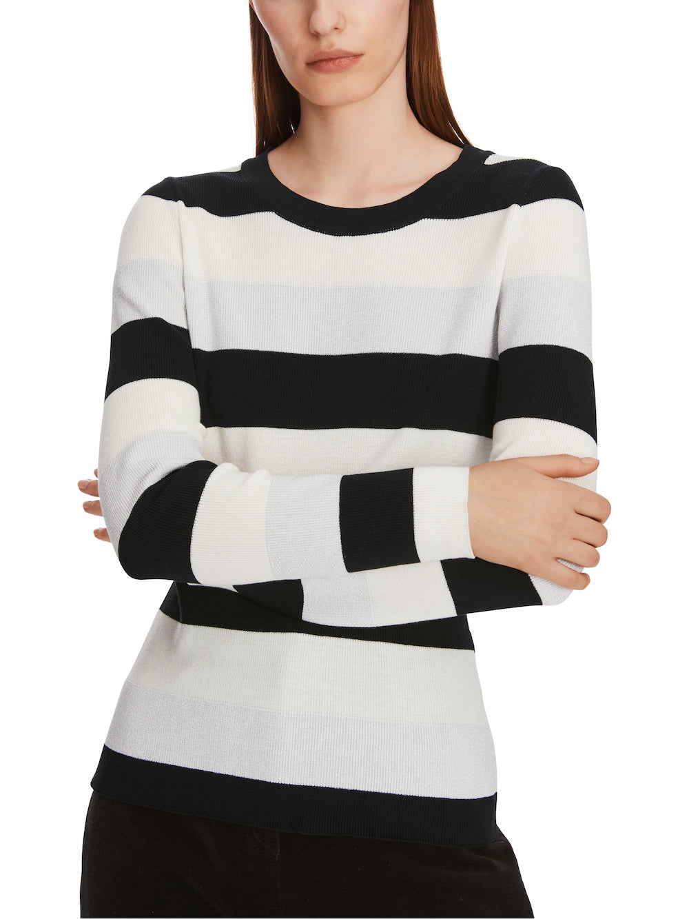 Black & Wide White Stripe Knit Sweater