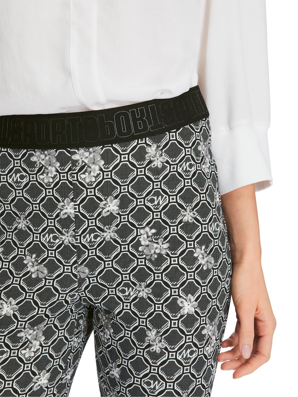 Black & White MC Logo Circles Print Fengyi Pants