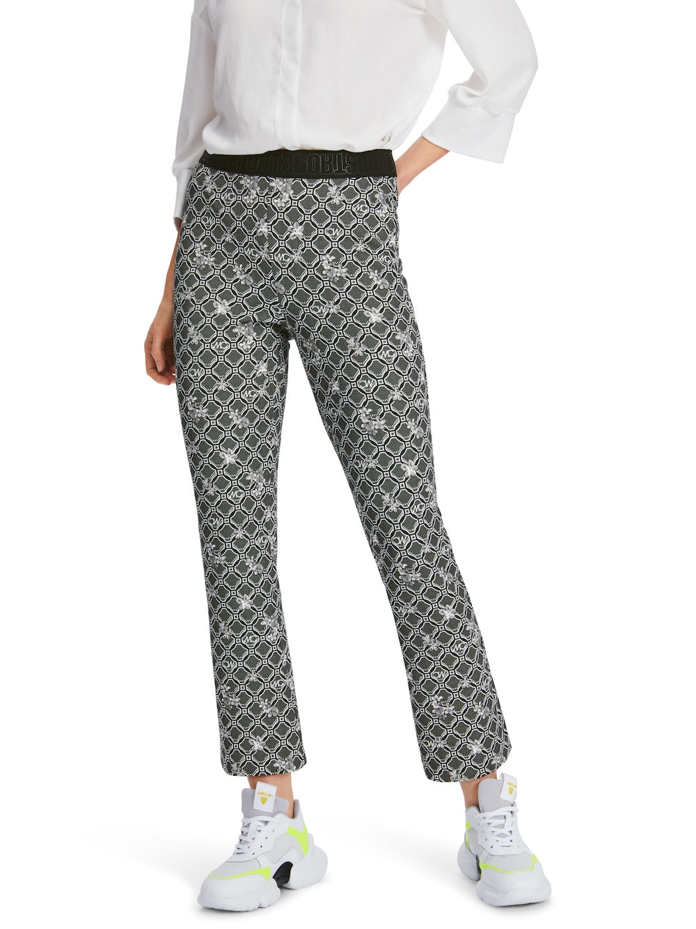 Black & White MC Logo Circles Print Fengyi Pants