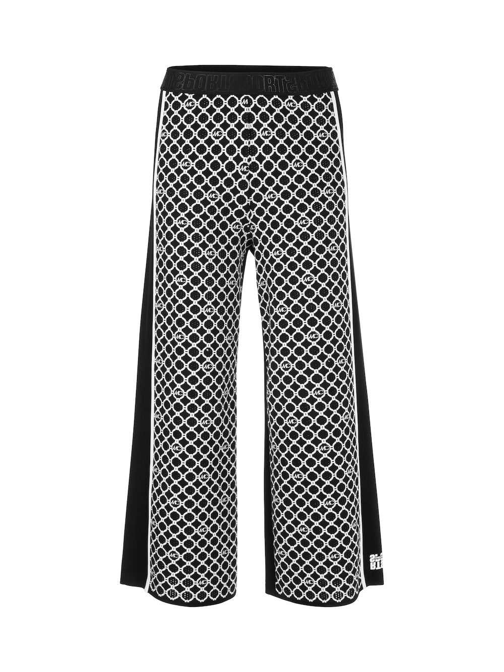 Black & White MC Logo Circles Print Wusu Pants