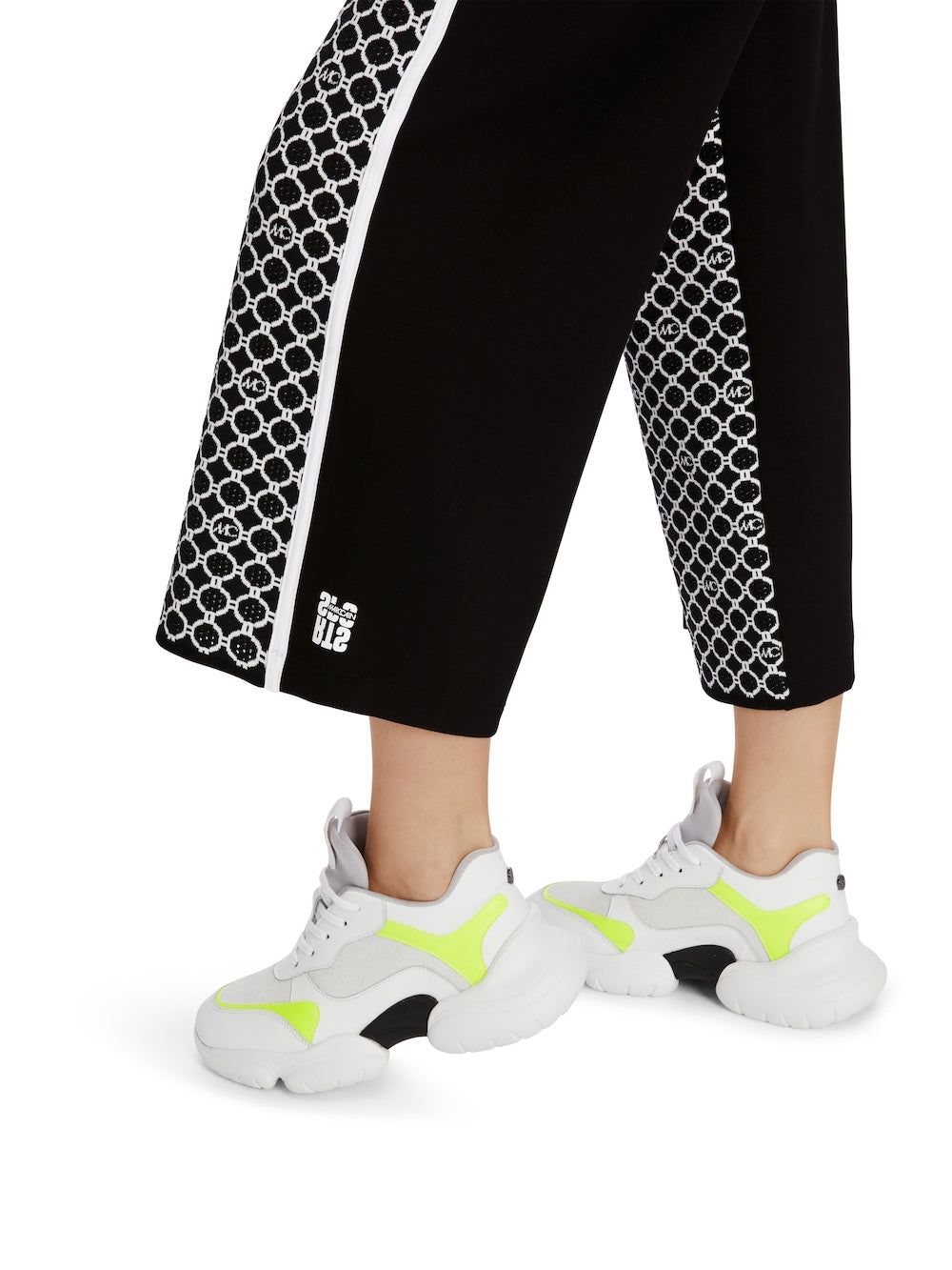 Black & White MC Logo Circles Print Wusu Pants