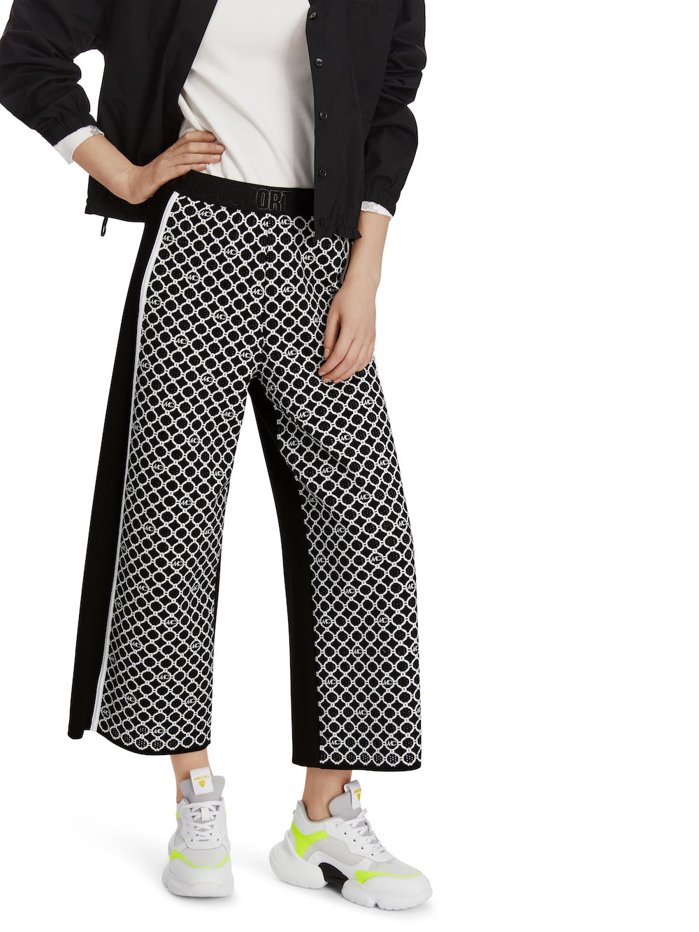 Black & White MC Logo Circles Print Wusu Pants