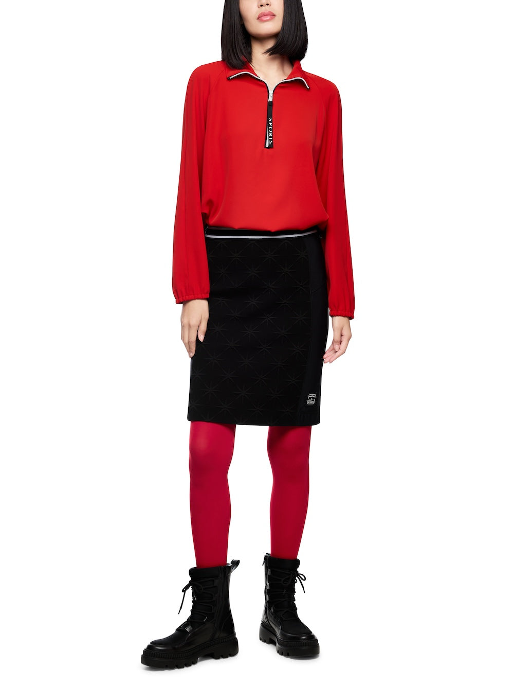 Cranberry Sporty Zip Neck Top