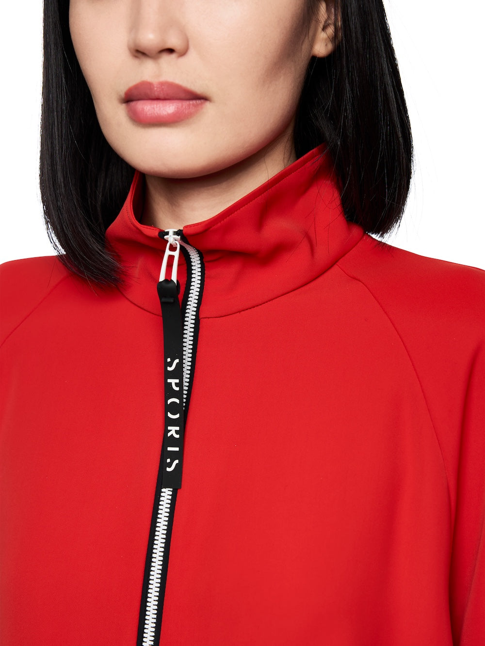 Cranberry Sporty Zip Neck Top