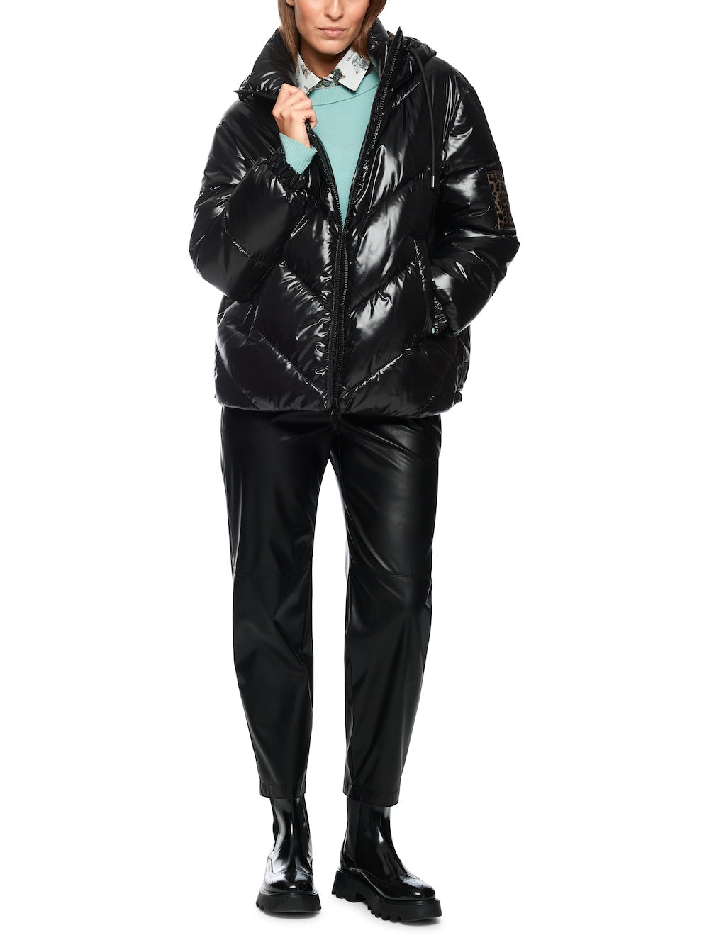 Black Glossy Quilted Puffer Jacket