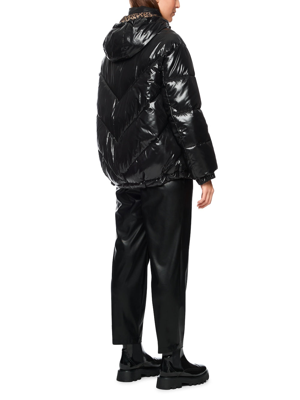 Black Glossy Quilted Puffer Jacket