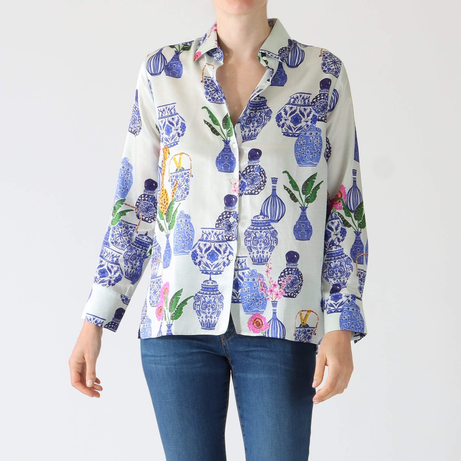 Mariela Porcelana Azul Printed Shirt