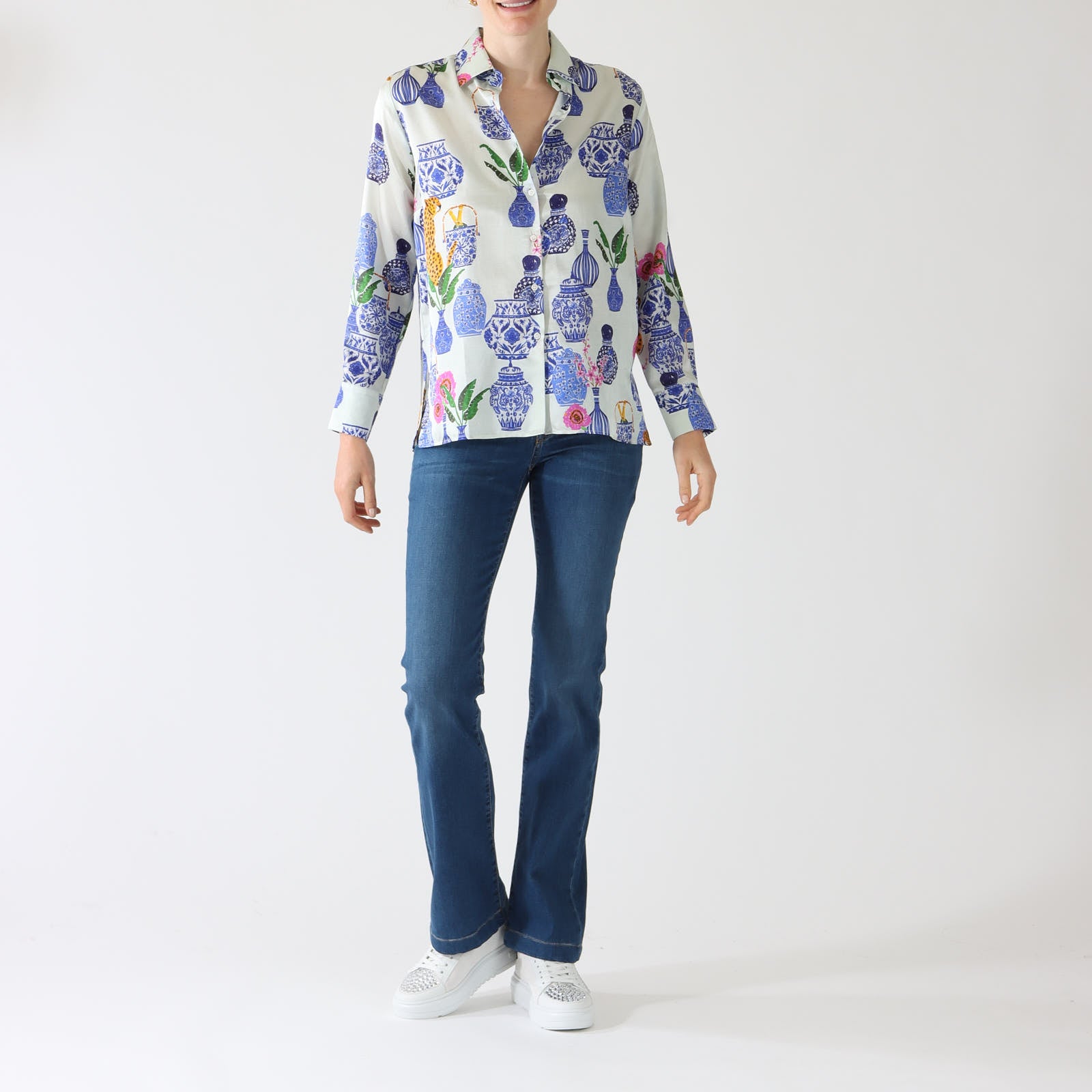 Mariela Porcelana Azul Printed Shirt