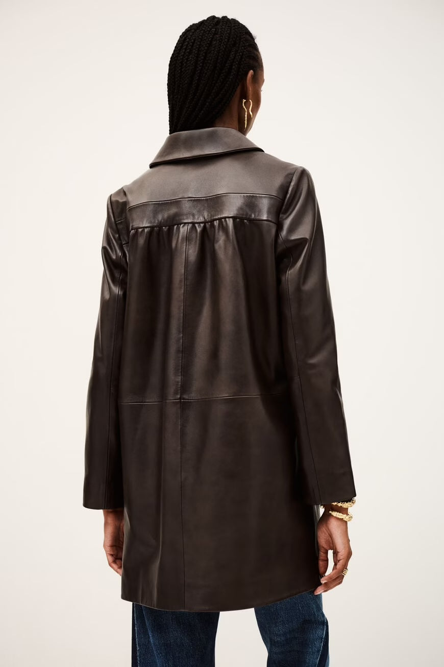 Marron Madie Leather Coat