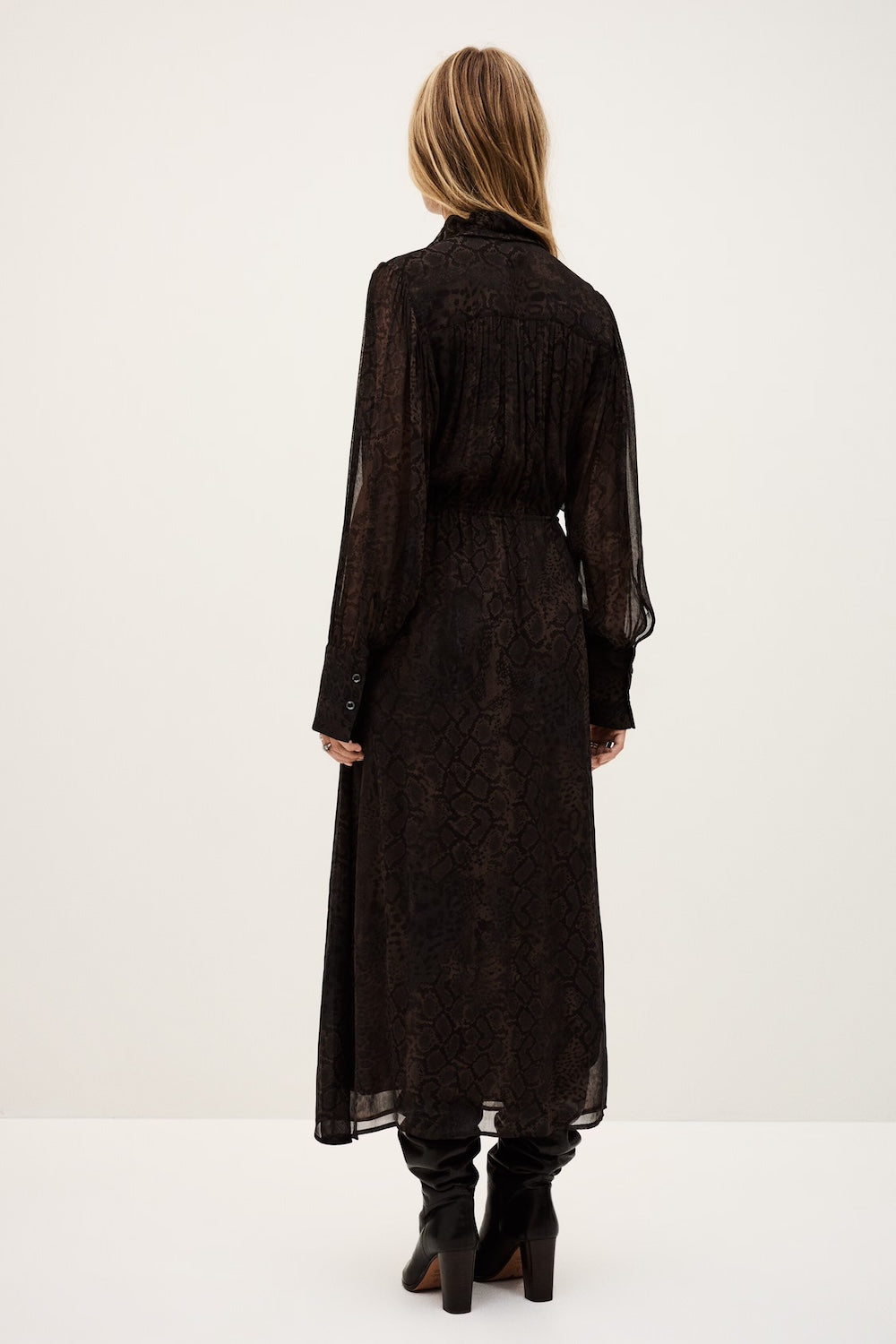 Marron Sahara Snake Print Midi Dress