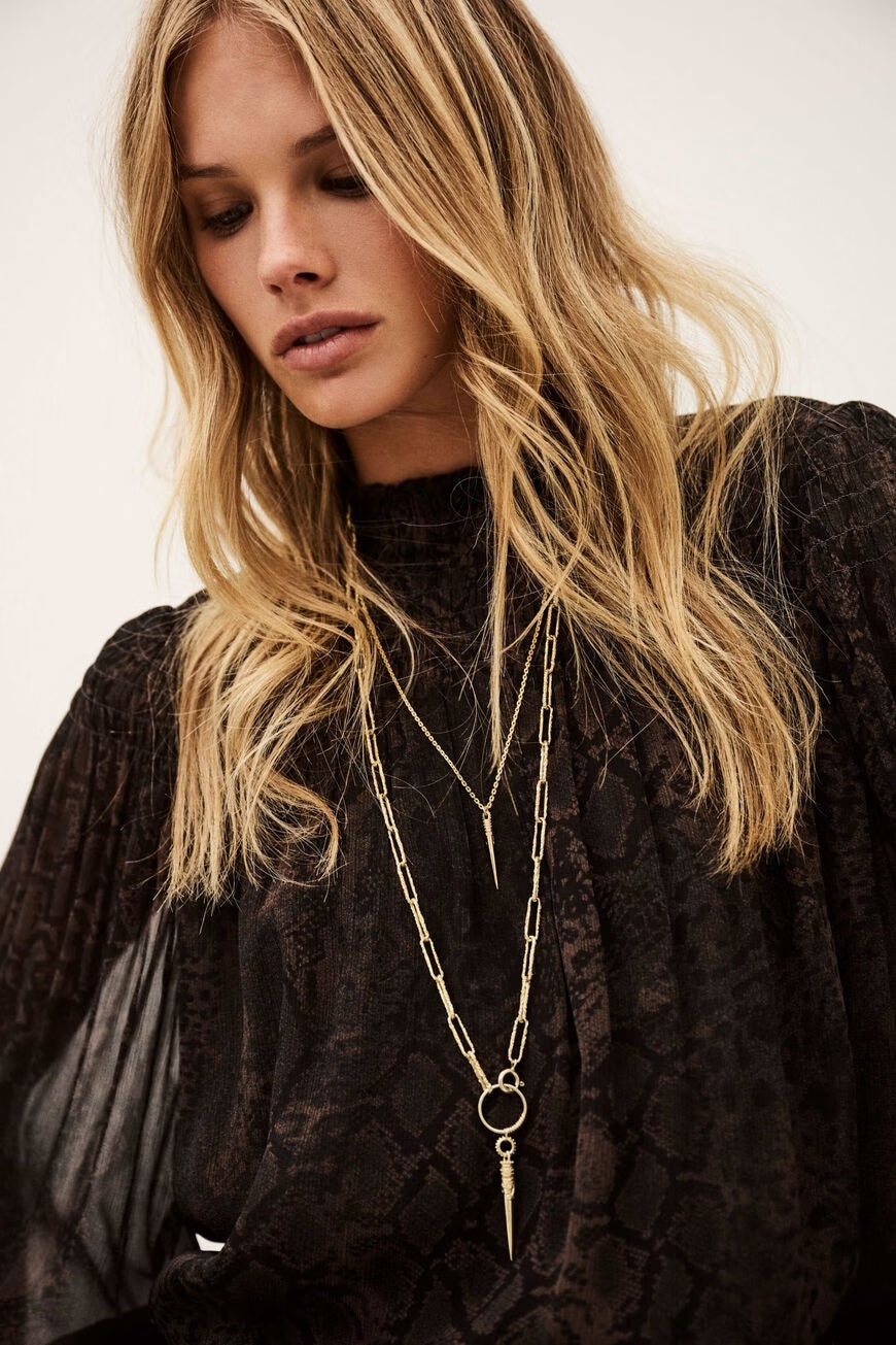 Marron Shamy Snake Print Blouse