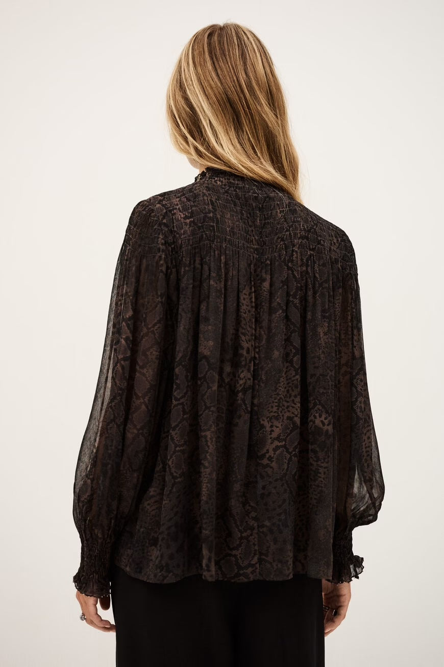Marron Shamy Snake Print Blouse