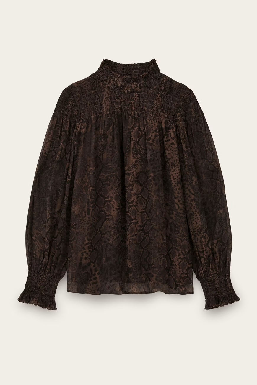 Marron Shamy Snake Print Blouse