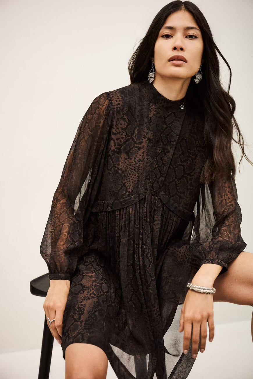 Marron Simba Snake Print Mini Dress