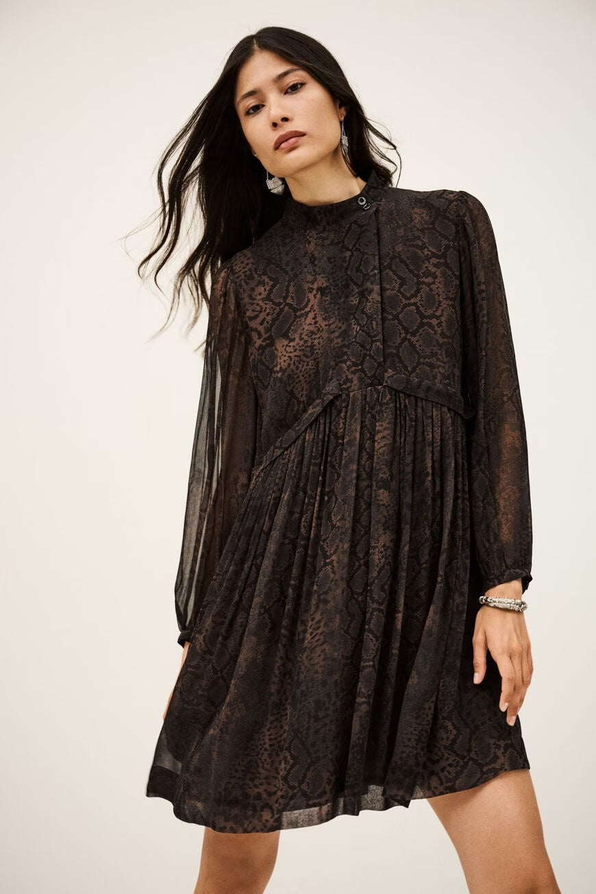 Marron Simba Snake Print Mini Dress